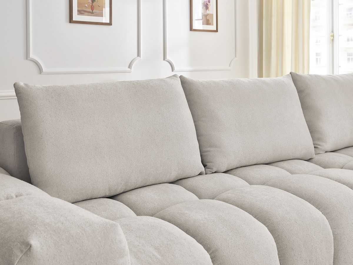 Bobochic Everest Ecksofa, 4 Kissen Strukturstoff Beige Ecke rechts