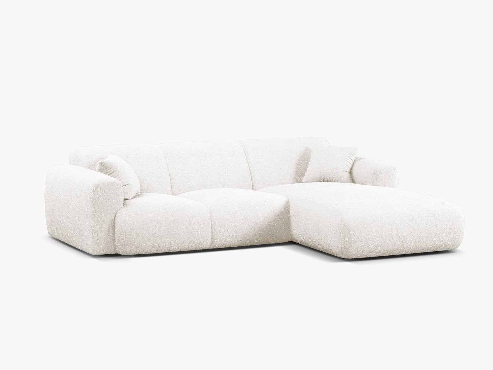 Micadoni Ecksofa Molino 4-Sitzer Rechts Boucle Baloo Weiß