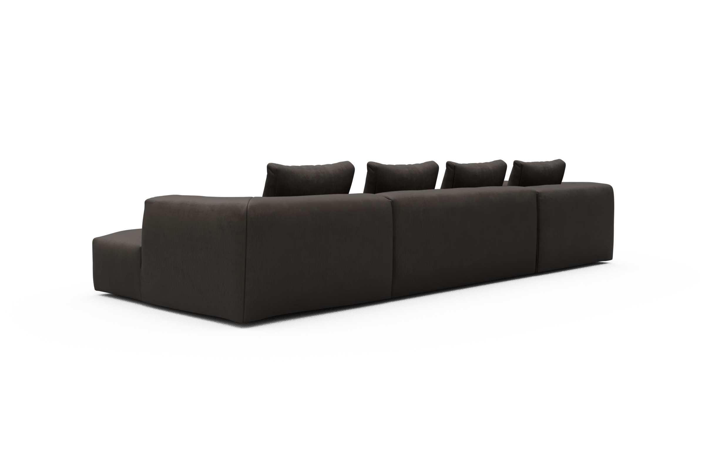 Wohnlandschaft Fred Relax-Ecke links mit 2-Sitzer und Chaiselongue rechts Kord Cordufine 307-Taupe