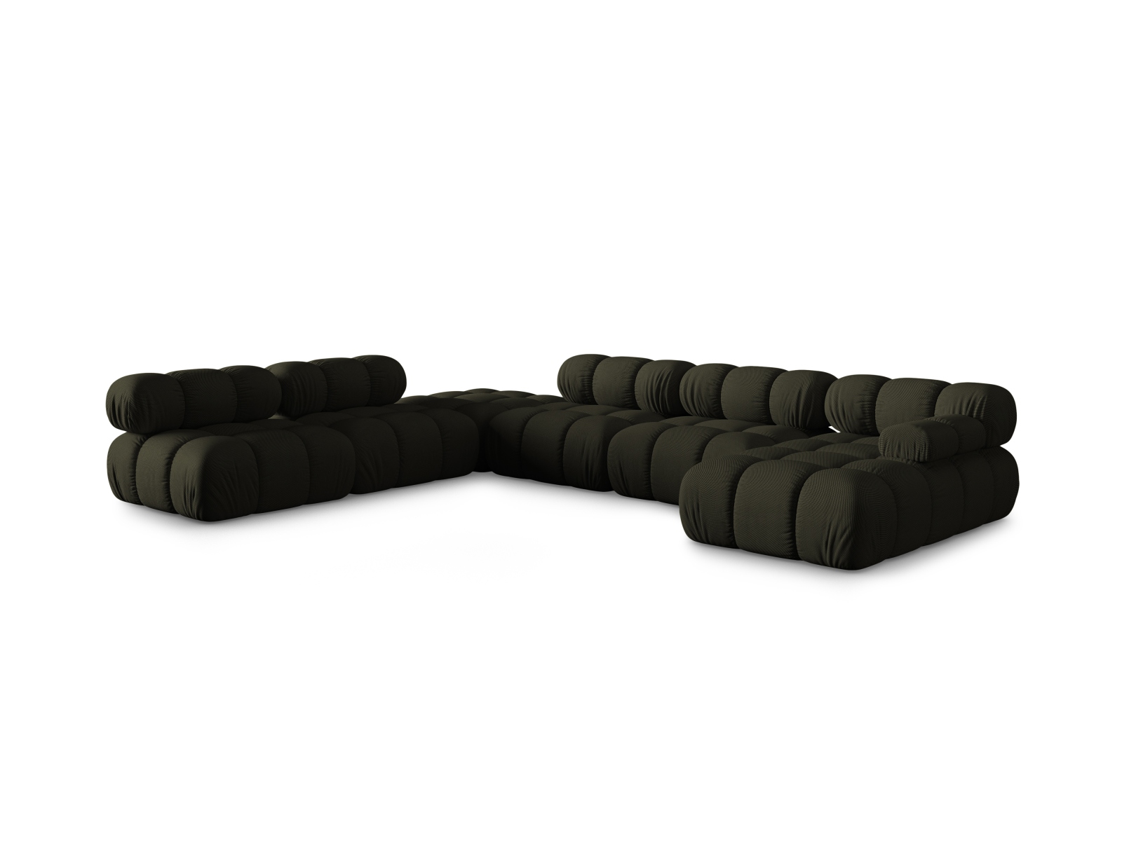 Micadoni Modulares Panorama Ecksofa Bellis 7-Sitzer Links 3D-Stoff Sonic Amazonas Grün