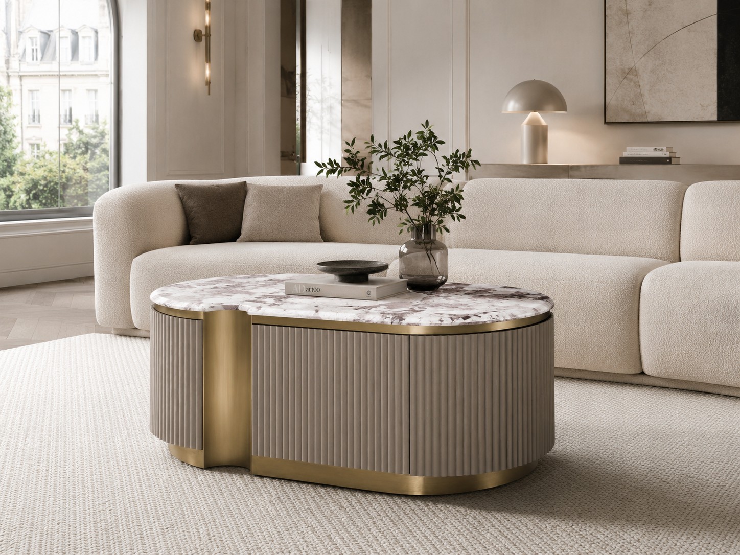 Livin Hill Couchtisch Stilig 122 × 60 × 45 cm Dunkles Taupe, Platte Taupe/Kühles Dunkelbraun