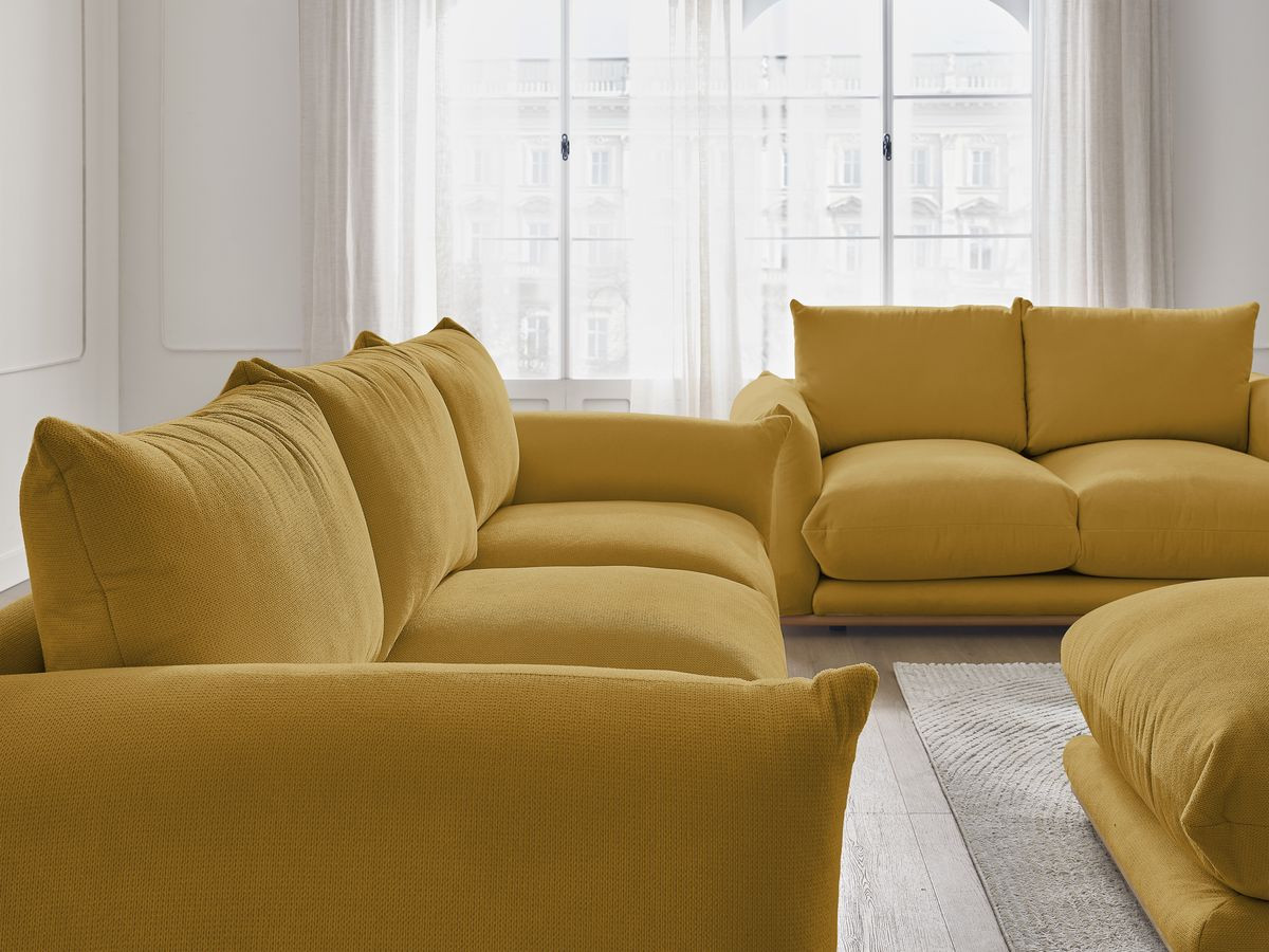 Bobochic Ernest Sofa 6-Sitzer mit Pouf Stoff Gelb