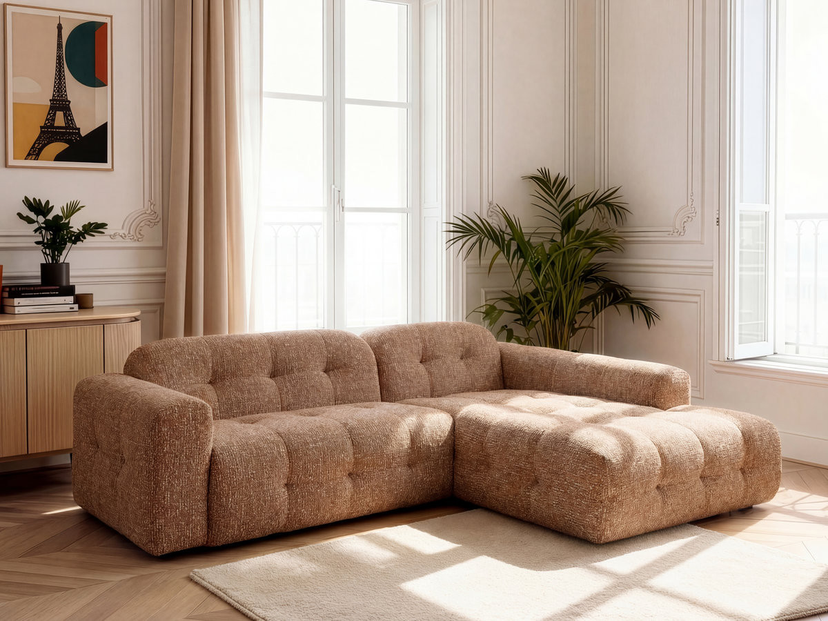 Bobochic Laura Ecksofa Melange-Stoff Orange Ecke rechts