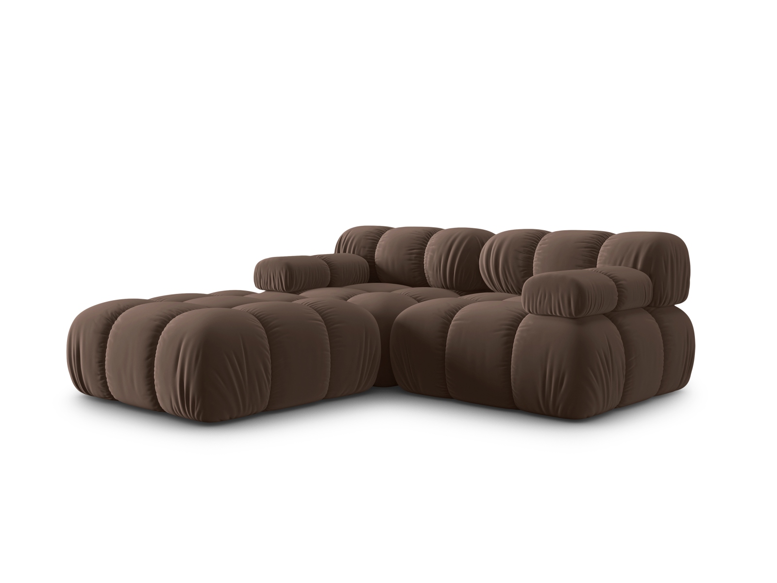 Micadoni Modulares Sofa Bellis 3-Sitzer mit flachem Modul Samt Bluvel Dunkelbraun