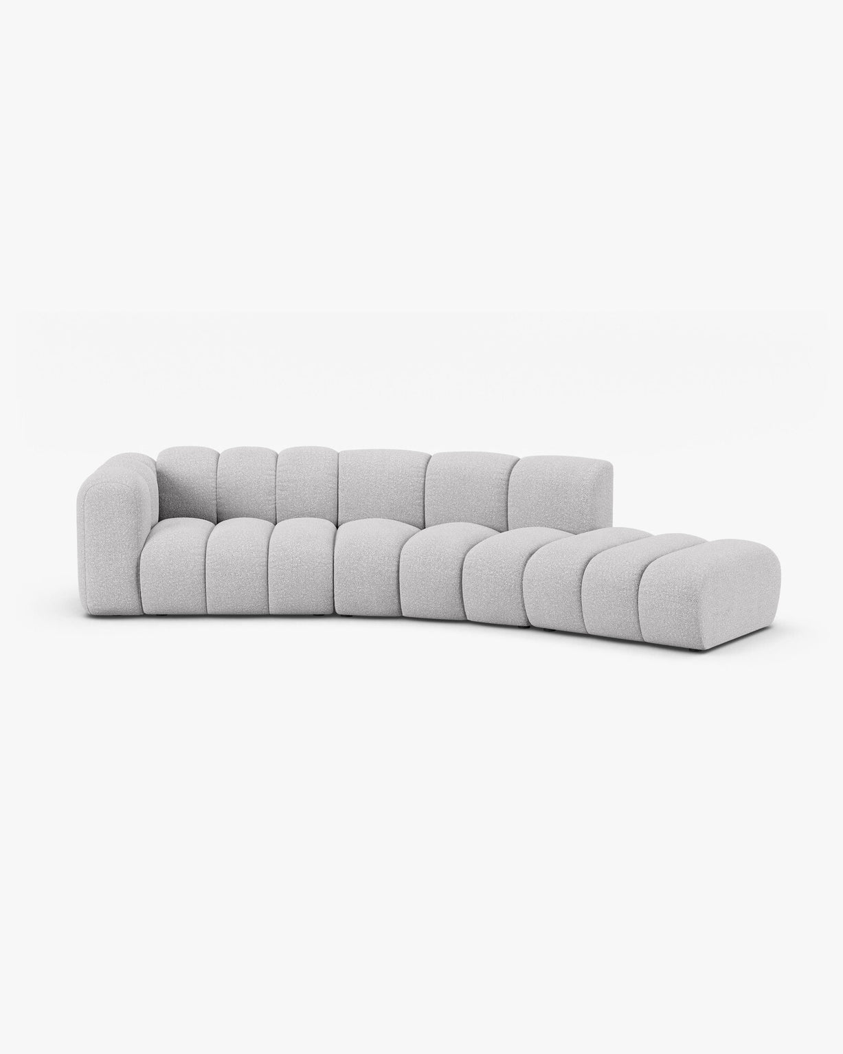 Micadoni Modulares Sofa Lupine 5-Sitzer Rechts Boucle Baloo Hellgrau
