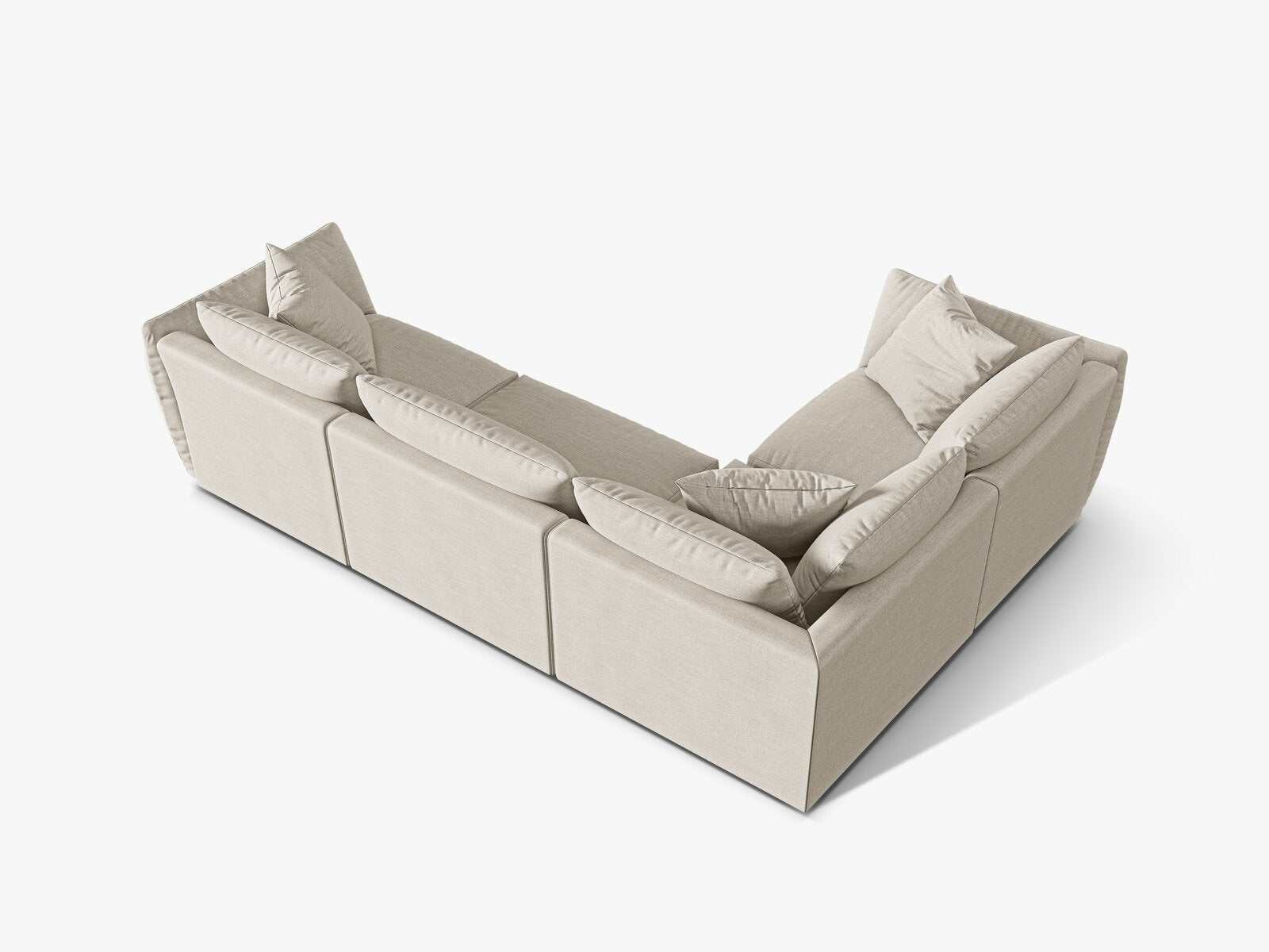 Micadoni Ecksofa Chris 4-Sitzer Links Strukturierter Stoff Natur