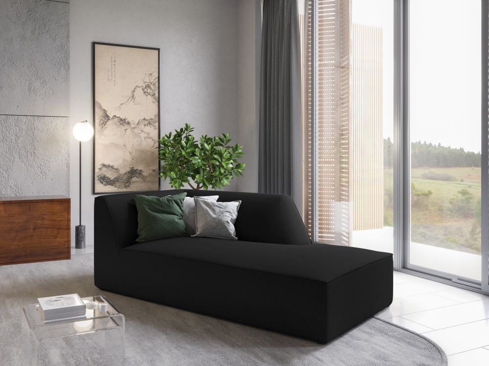 Cosmopolitan Design Chaiselongue Siena Strukturierter Stoff Ottawa Schwarz Rechts