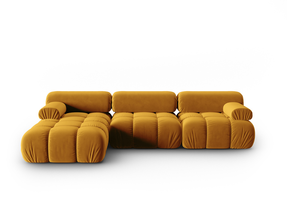 Cosmopolitan Design Modulares Ecksofa Cortina 4-Sitzer Samt Bluvel Gelb Links