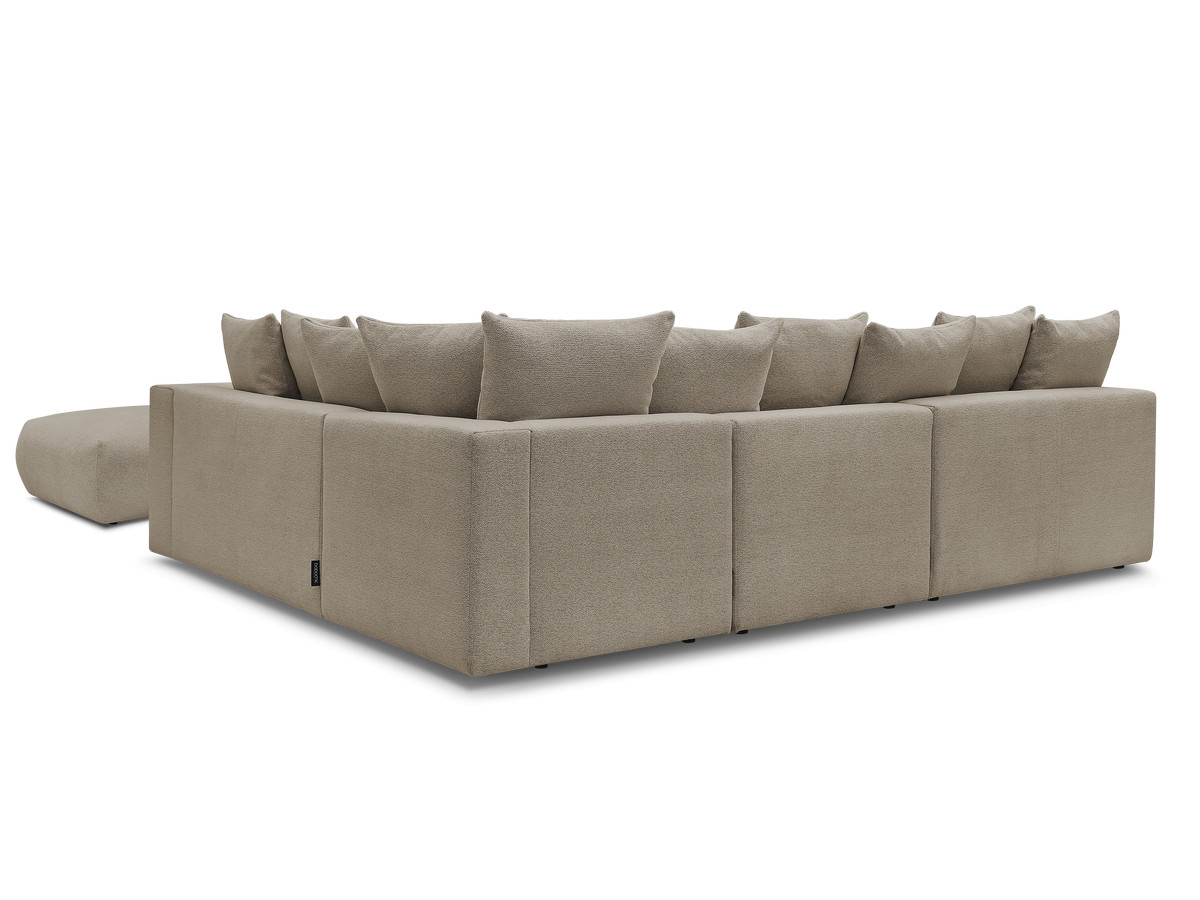 Bobochic Voltaire Ecksofa mit Pouf 322 × 268 cm Melange-Stoff Taupe Ecke rechts