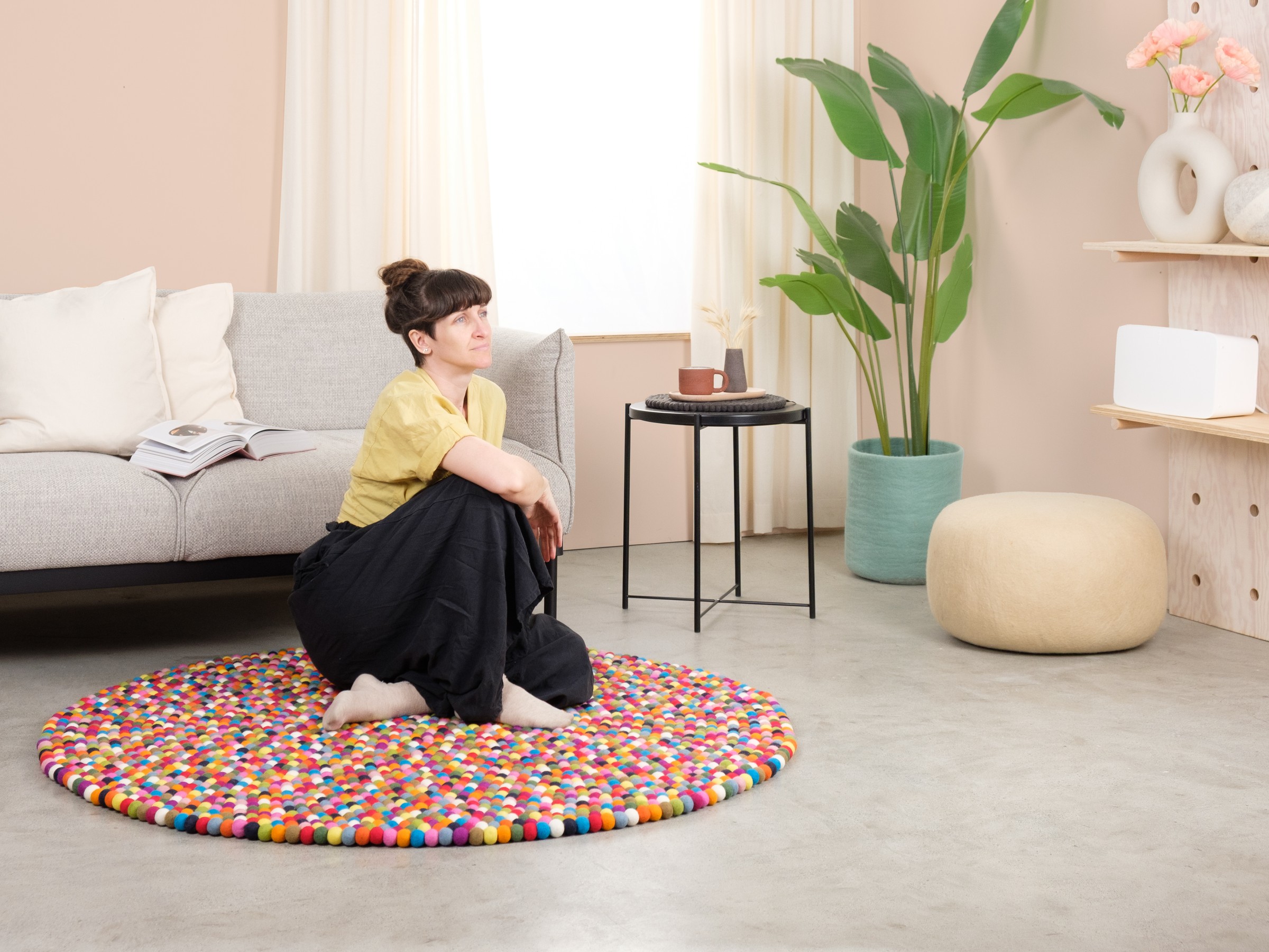 myfelt Lotte Filzkugelteppich Bunt rund Ø 50 cm