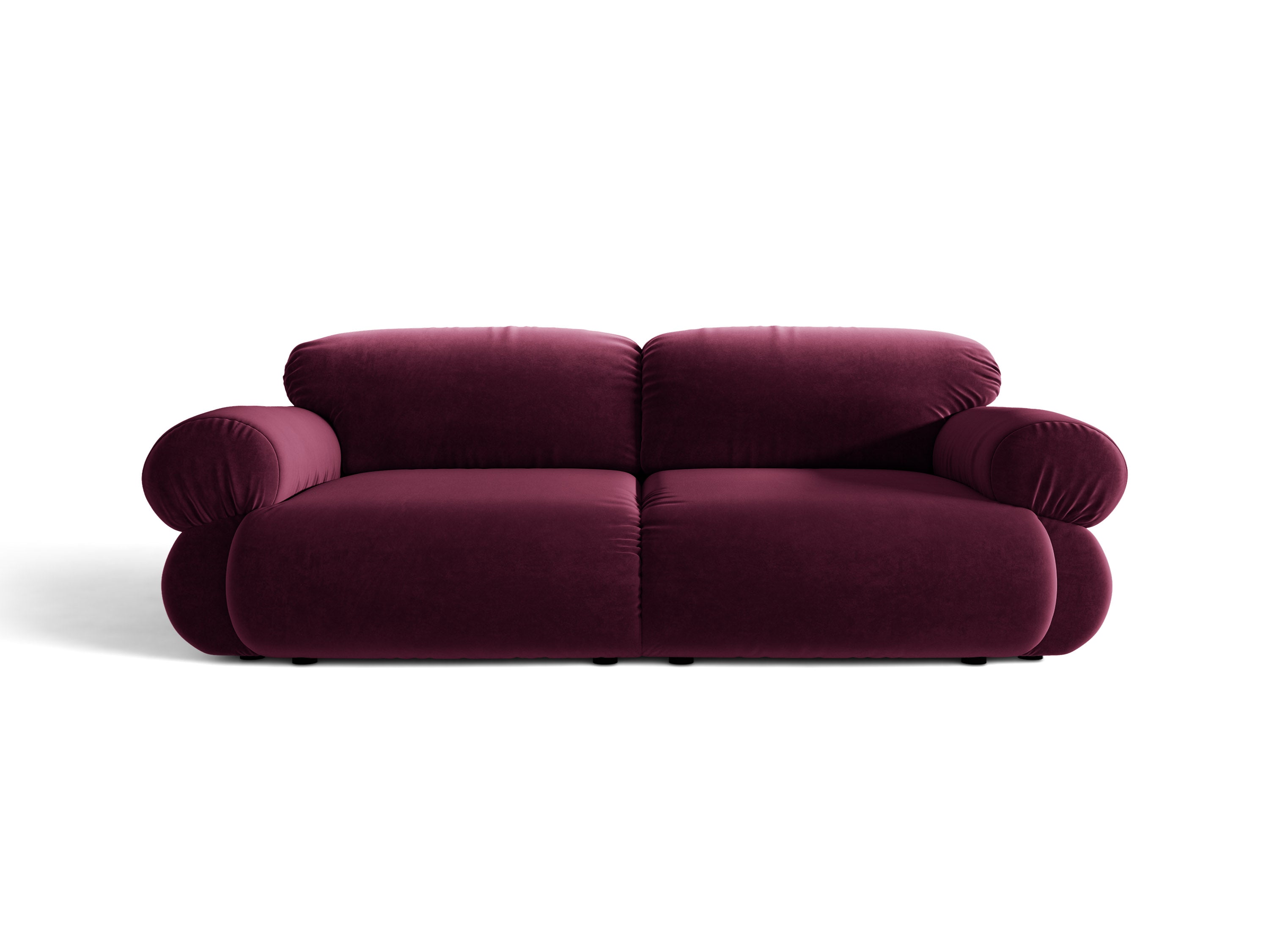 Micadoni Ophelia Sofa 3-Sitzer Samt Venus Burgundfarben