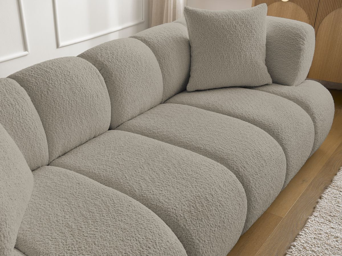 Bobochic Pamira Sofa 5-Sitzer Bouclé-Stoff Taupe