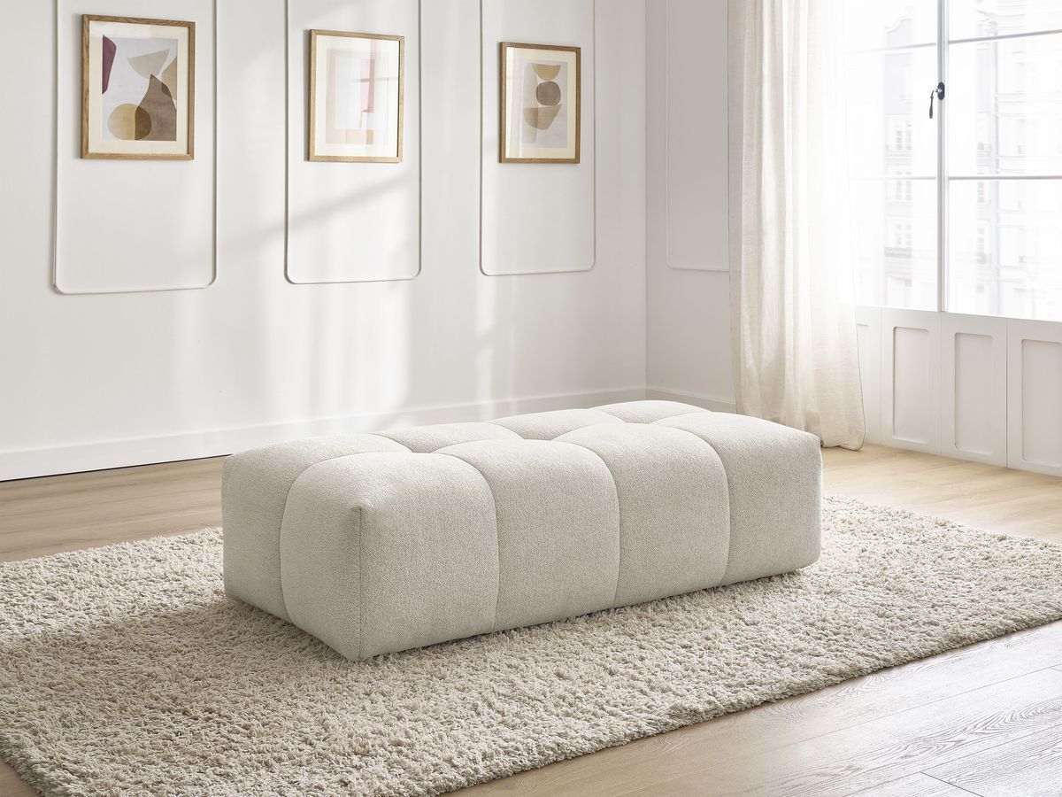 Bobochic Everest Pouf 140 × 70 cm Melange-Stoff Weiß