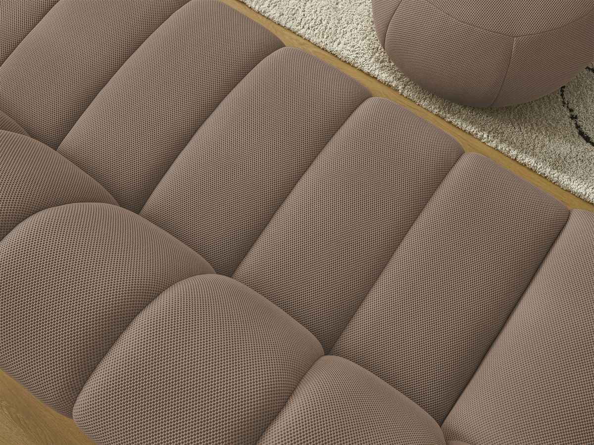 Bobochic Hayden Sofa 4-Sitzer mit Pouf Mesh-Stoff Braun