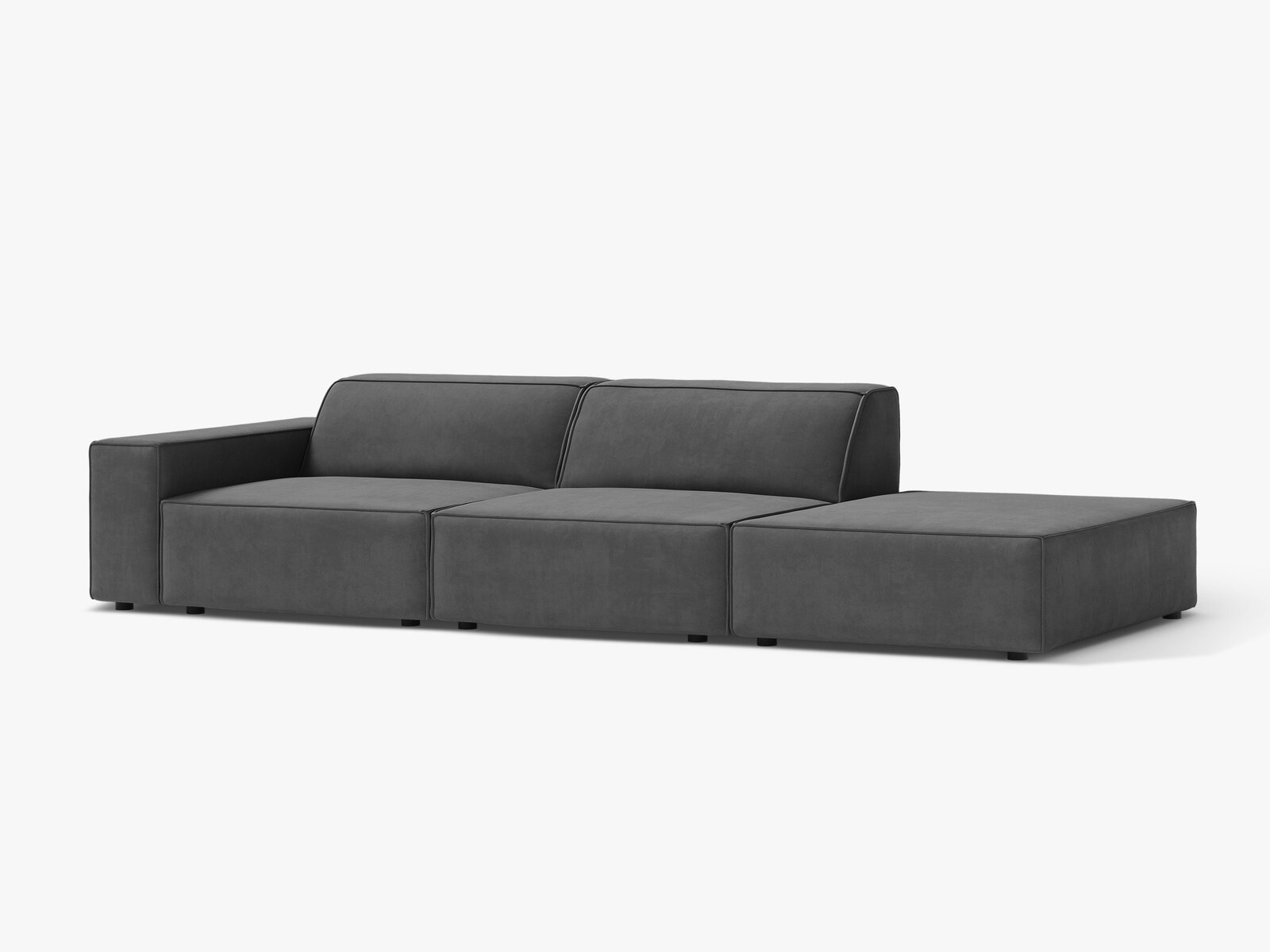 Micadoni Sofa Jodie 3-Sitzer Rechts Samt Venus Grau