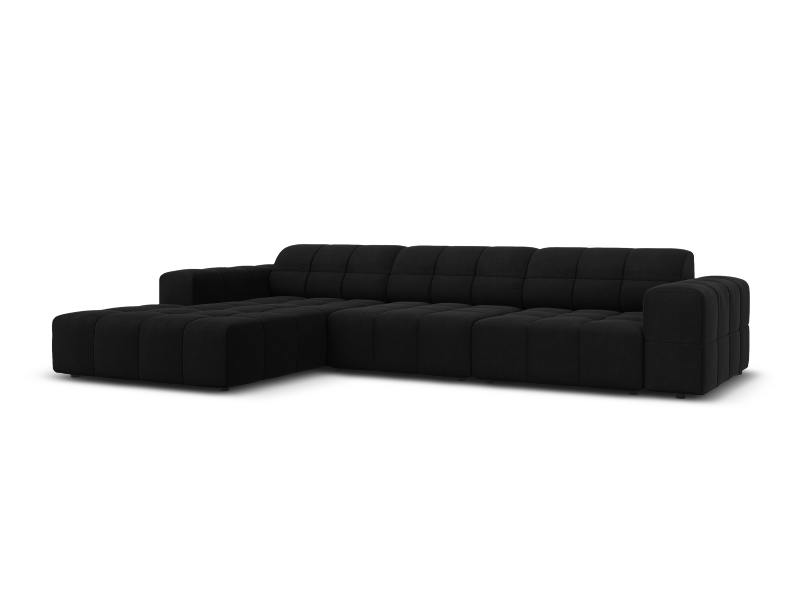 Cosmopolitan Design Ecksofa Chicago 4-Sitzer Samt Bluvel Schwarz Links