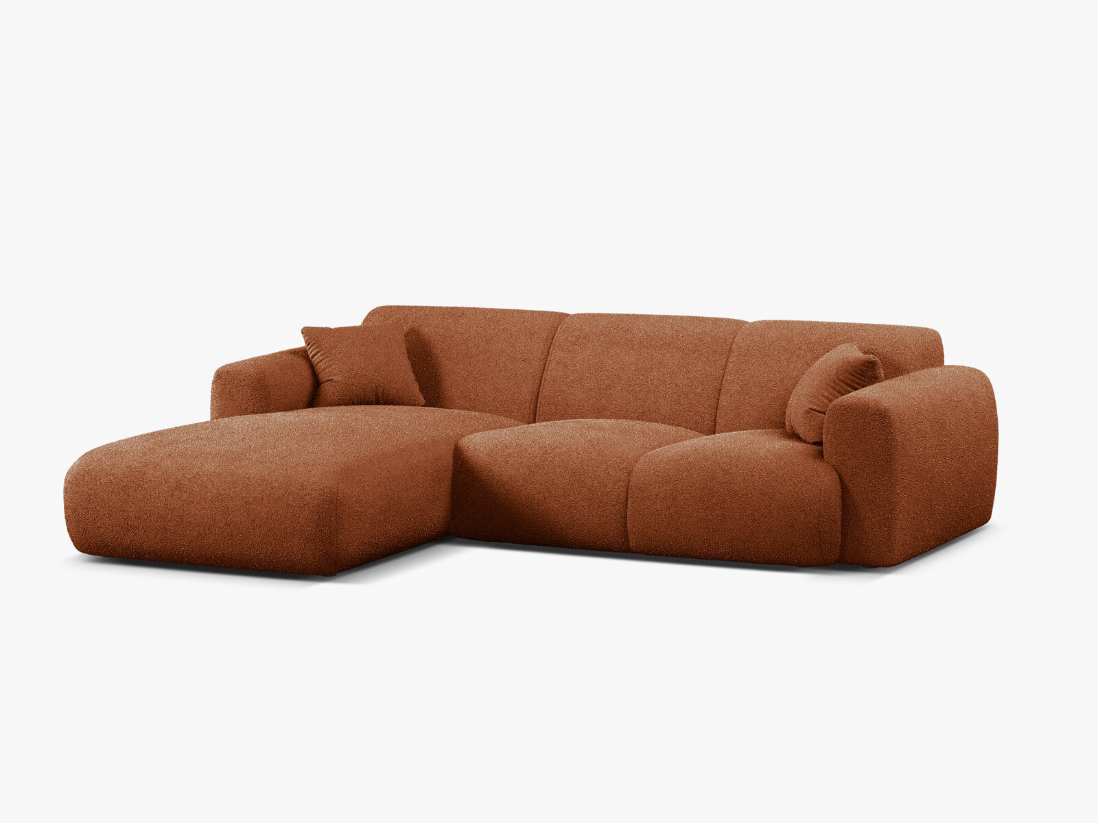 Micadoni Ecksofa Molino 4-Sitzer Links Boucle Baloo Braun