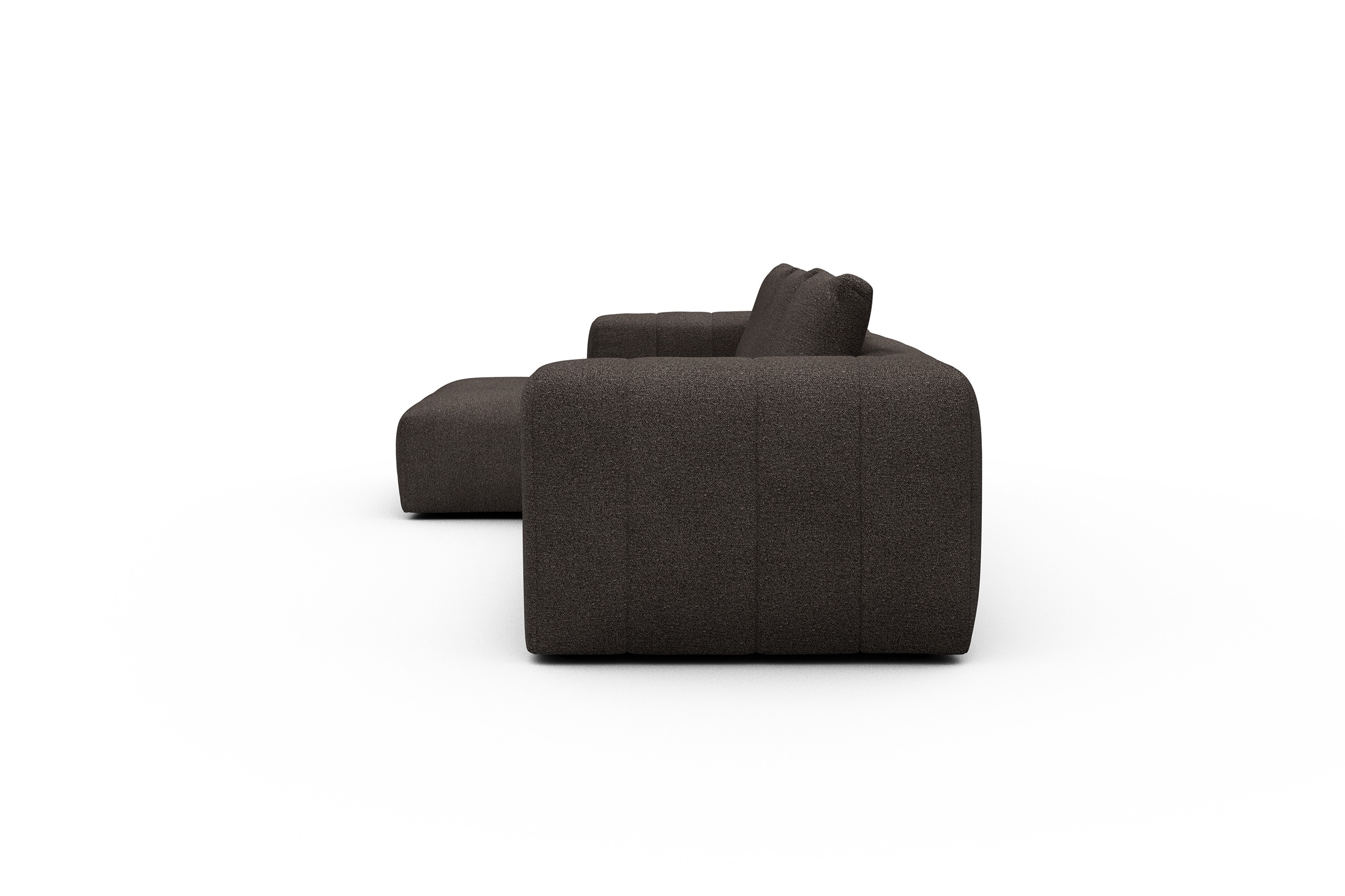 Ecksofa Hugo 2,5-Sitzer Armlehne rechts mit Chaiselongue Boucle-Taupe