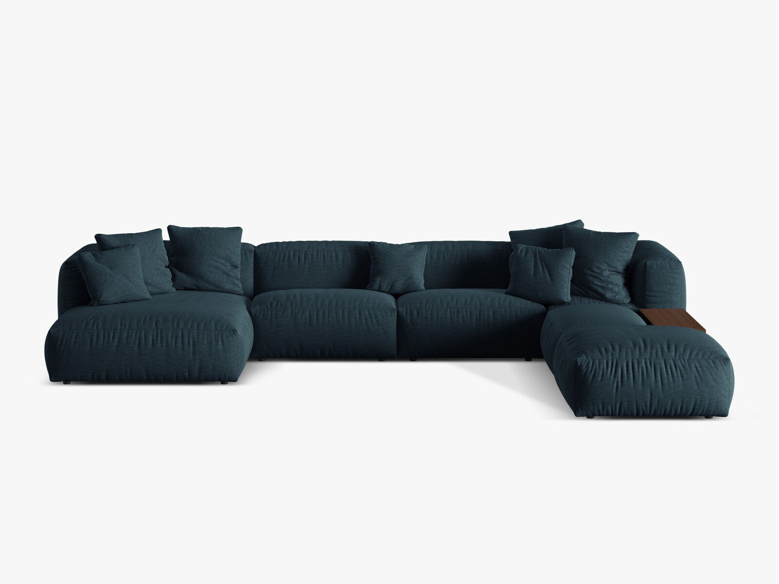 Micadoni Panorama-Ecksofa Martina 5-Sitzer Rechts Strukturierter Stoff Jeansblau
