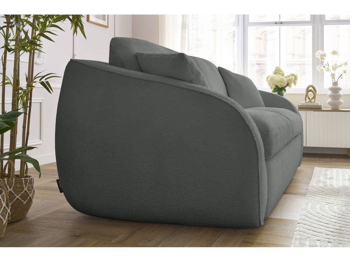 Bobochic Cezanne Schlafsofa 3-Sitzer Bouclé-Stoff Dunkelgrau, Liegefläche 160 × 194 cm