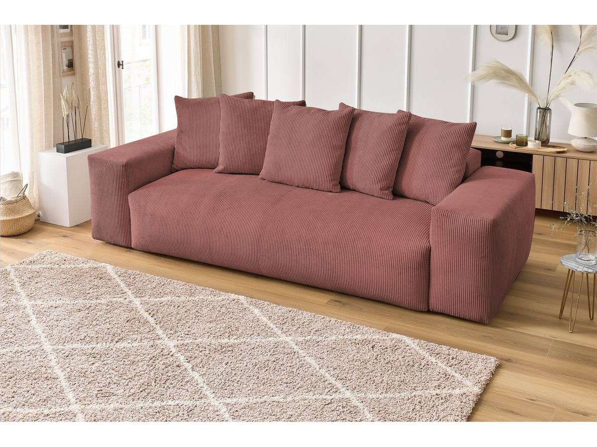 Bobochic Voltaire Sofa 3-Sitzer 280 × 124 cm Cordsamt Rosa