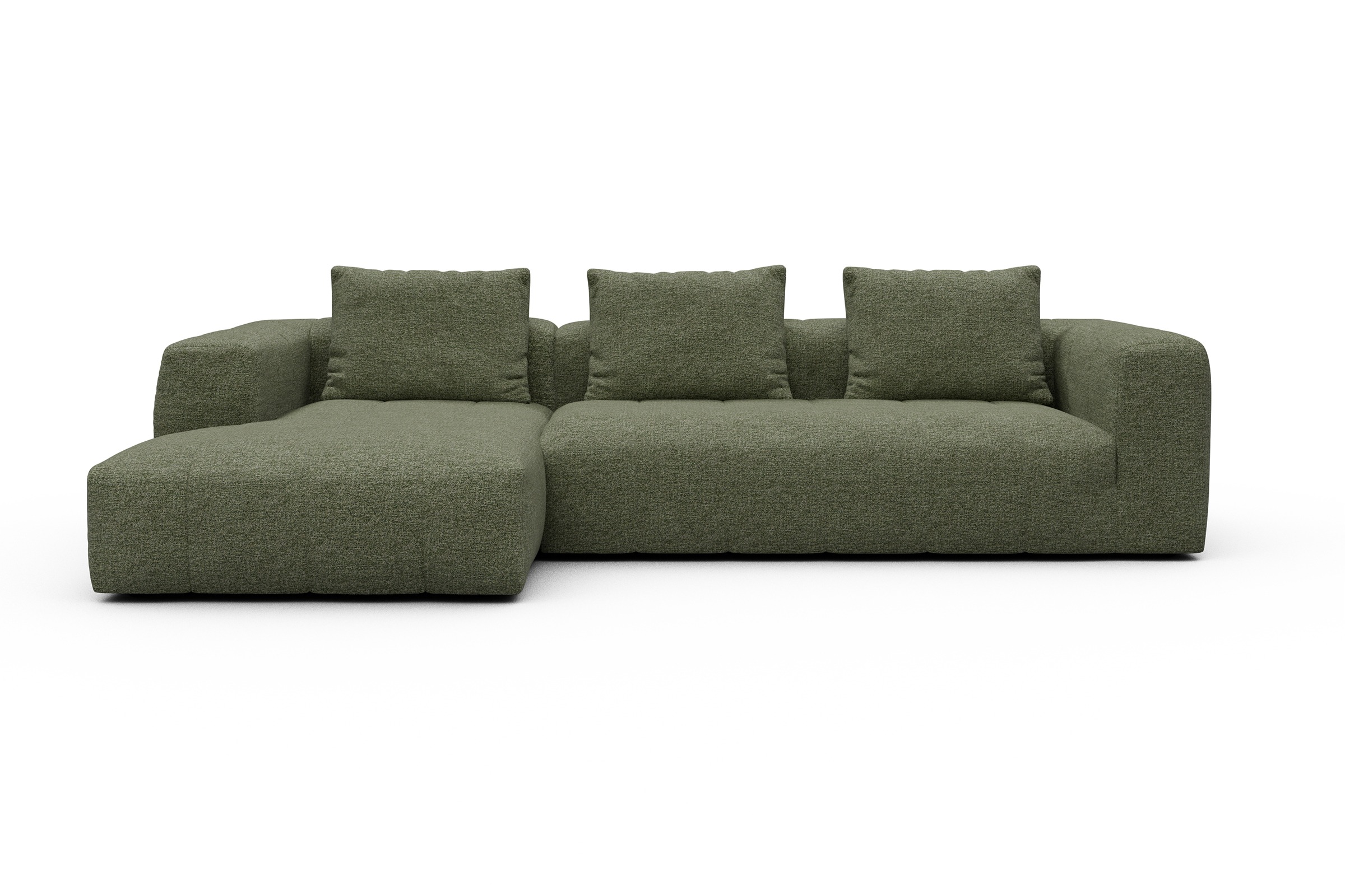 Ecksofa Hugo 2,5-Sitzer Armlehne rechts mit Chaiselongue Carreno-Vivid-Green