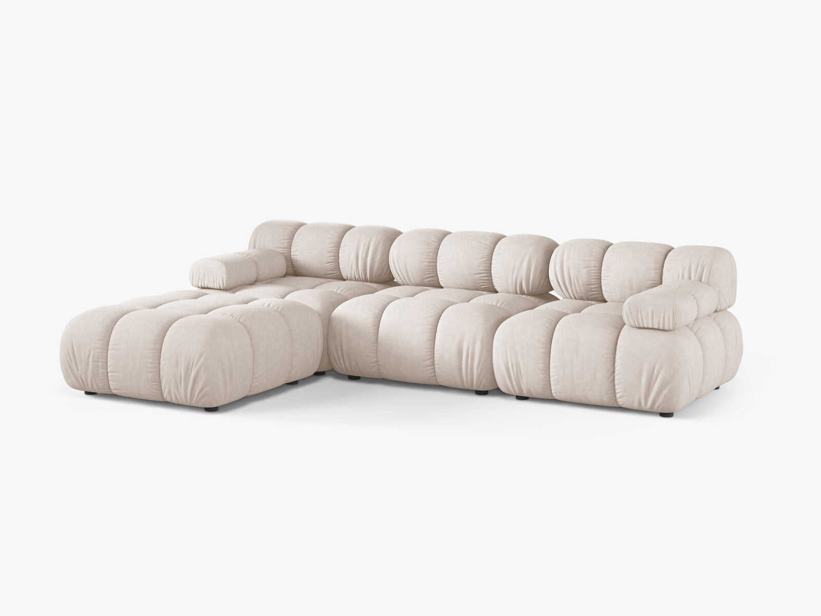 Micadoni Modulares Sofa Bellis 4-Sitzer mit flachem Modul Strukturierter Stoff Liberty Beige