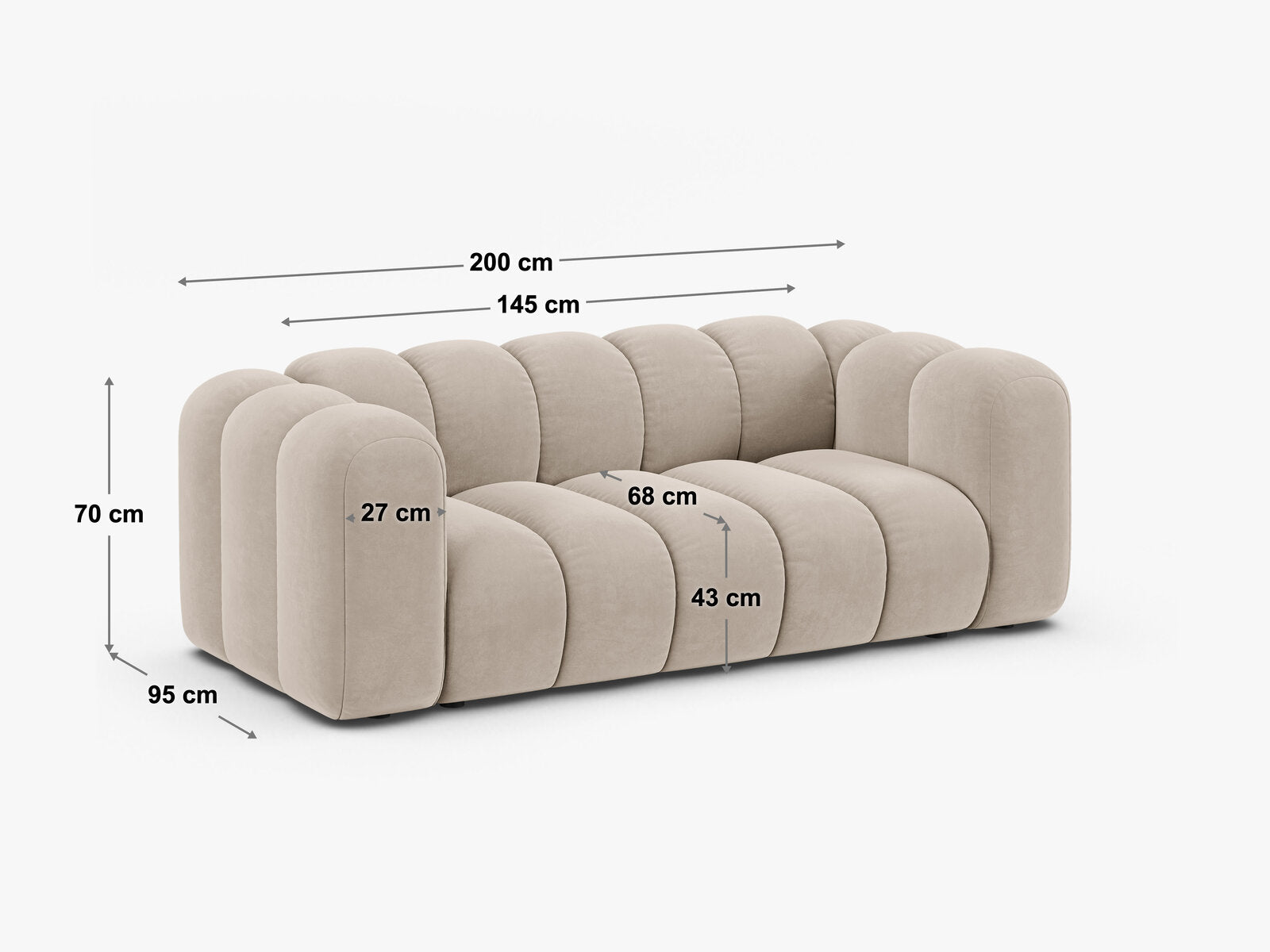 Micadoni Sofa Lupine 2-Sitzer Samt Salvador Terrakotta