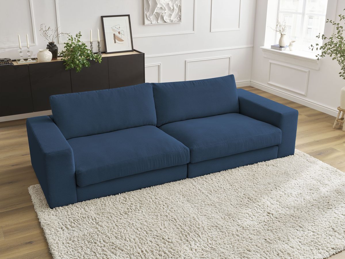 Bobochic Leonard Sofa 3-Sitzer 234 × 109 cm Cordsamt Dunkelblau