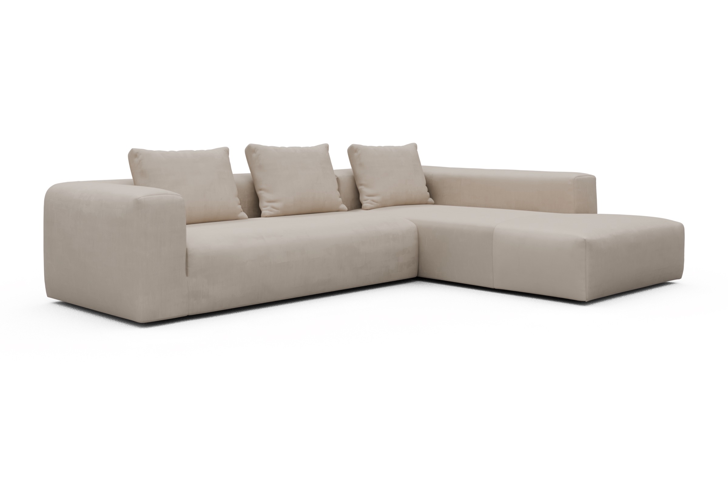 Ecksofa Fred Relax-Ecke rechts mit 2,5-Sitzer Cordufine-Off-White