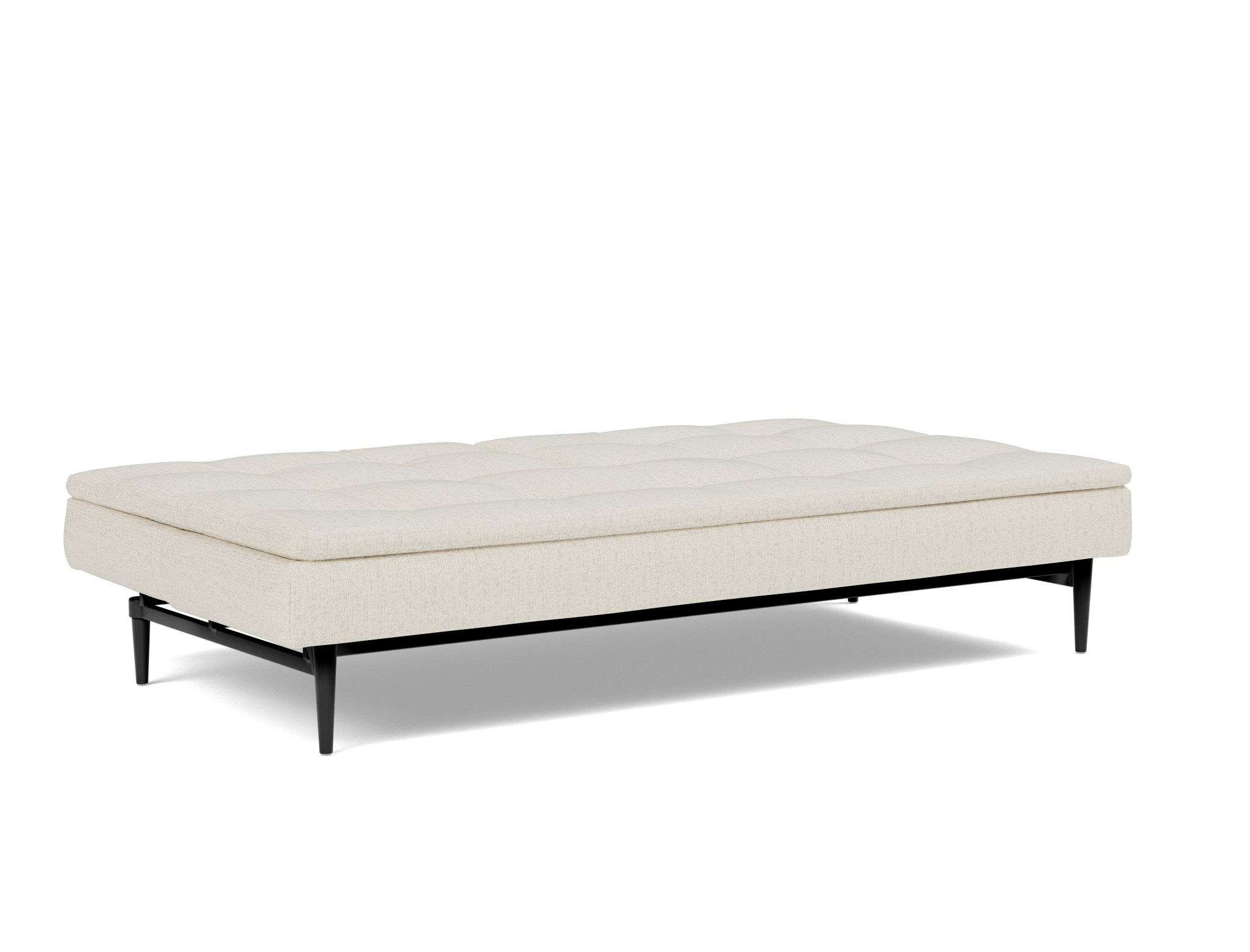 Schlafsofa Dublexo Boucle Skandi 531-Off-White Beine Styletto Eiche schwarz