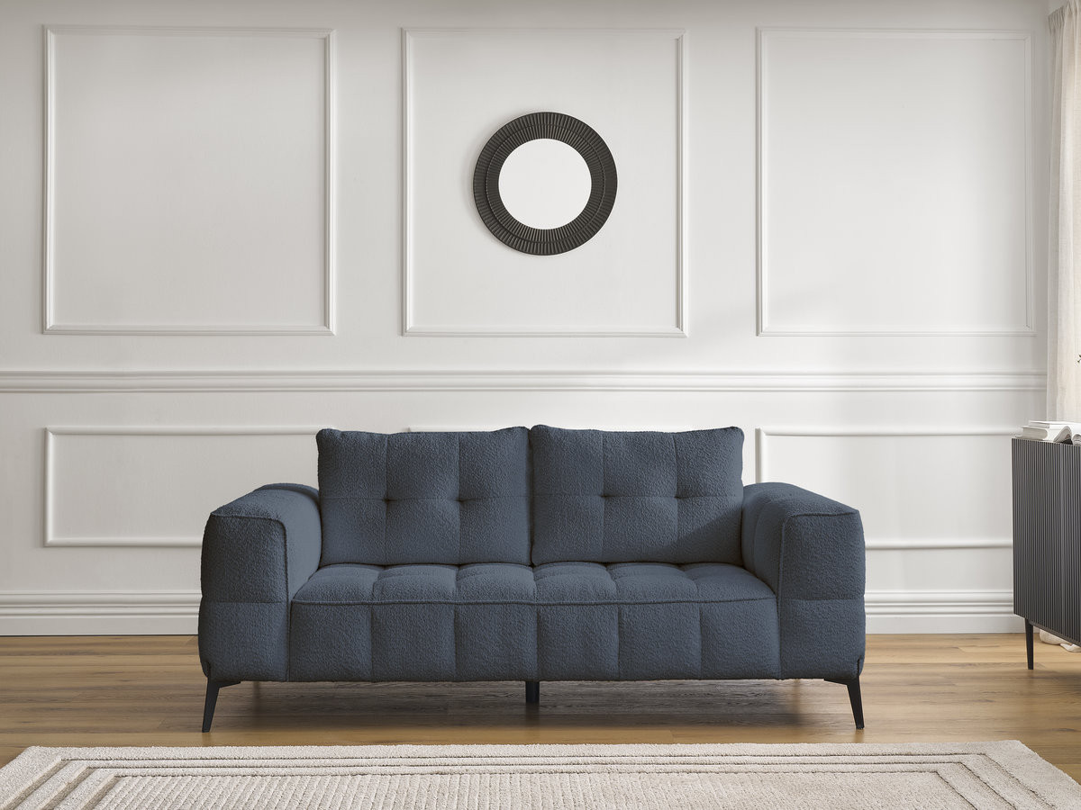 Bobochic Anis Sofa 2-Sitzer Bouclé-Stoff Dunkelblau