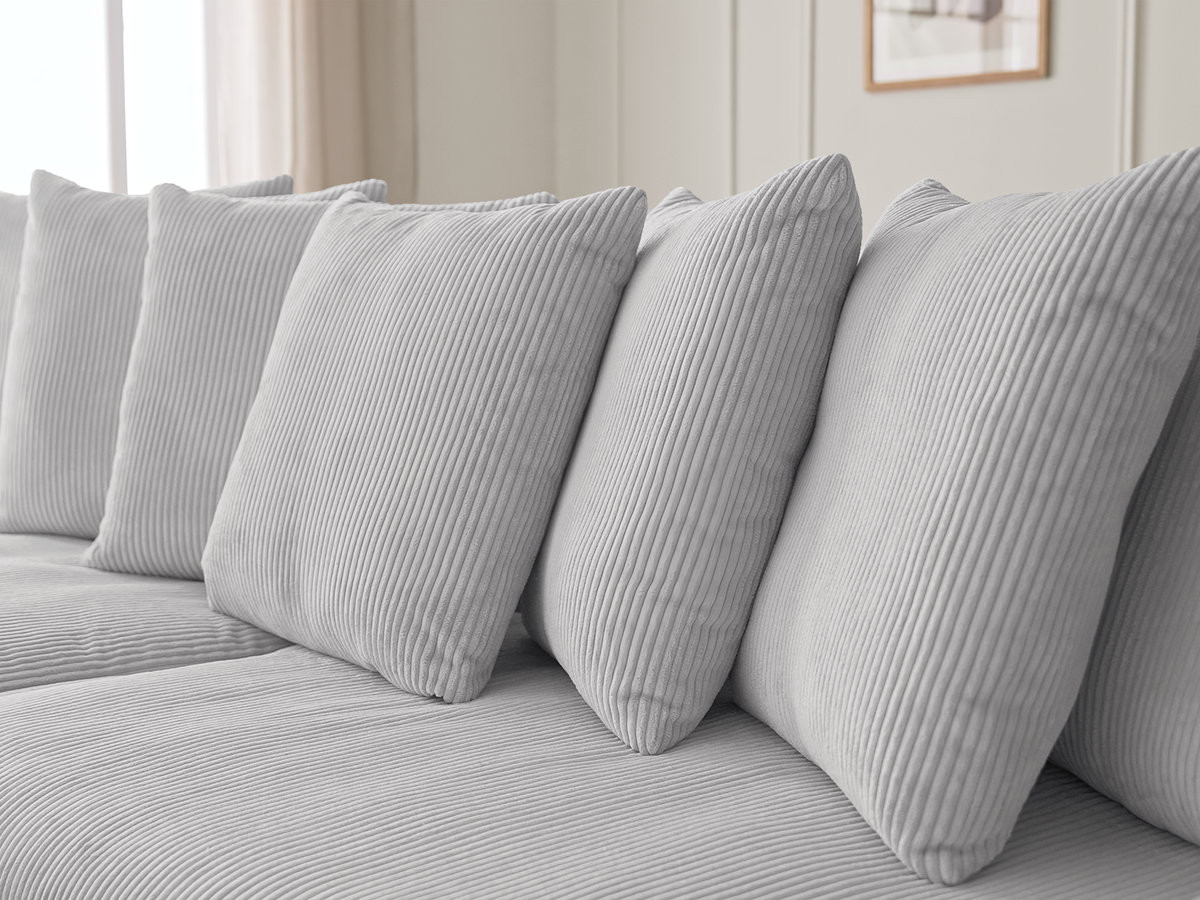 Bobochic Enore Ecksofa mit Pouf Cordsamt Hellgrau Ecke links
