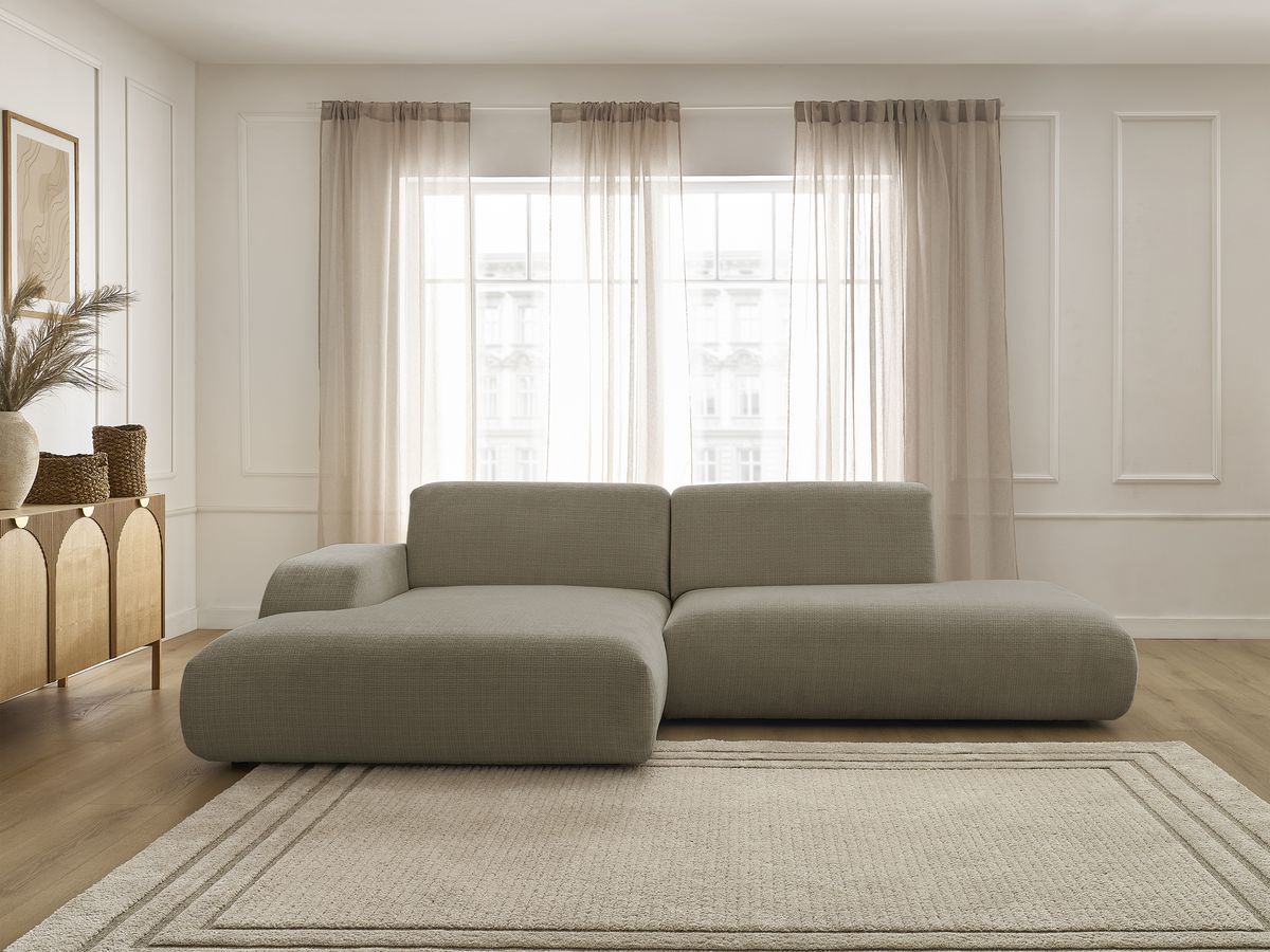 Bobochic Sirius Ecksofa 300 × 170 cm Strukturstoff Taupe Ecke links