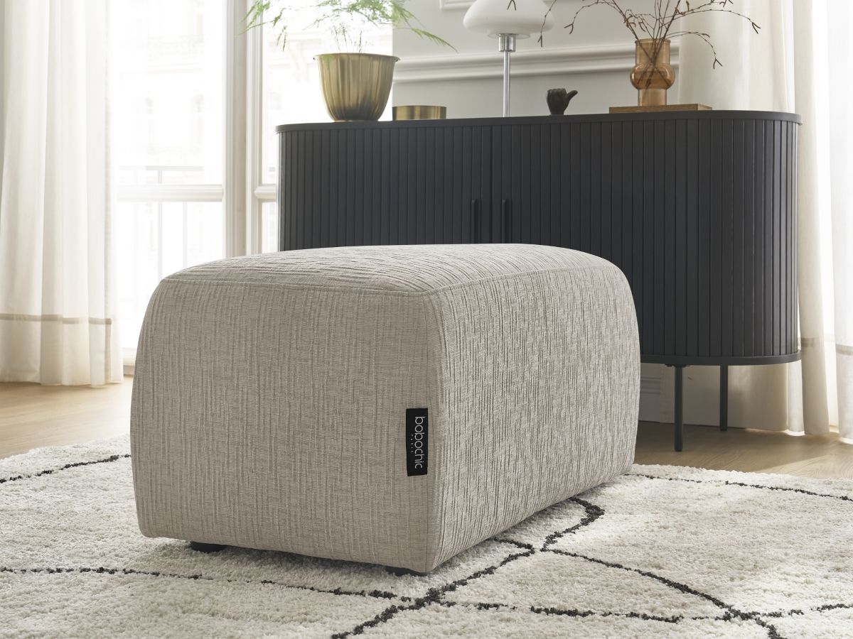 Bobochic Atilla Pouf Strukturstoff Beige