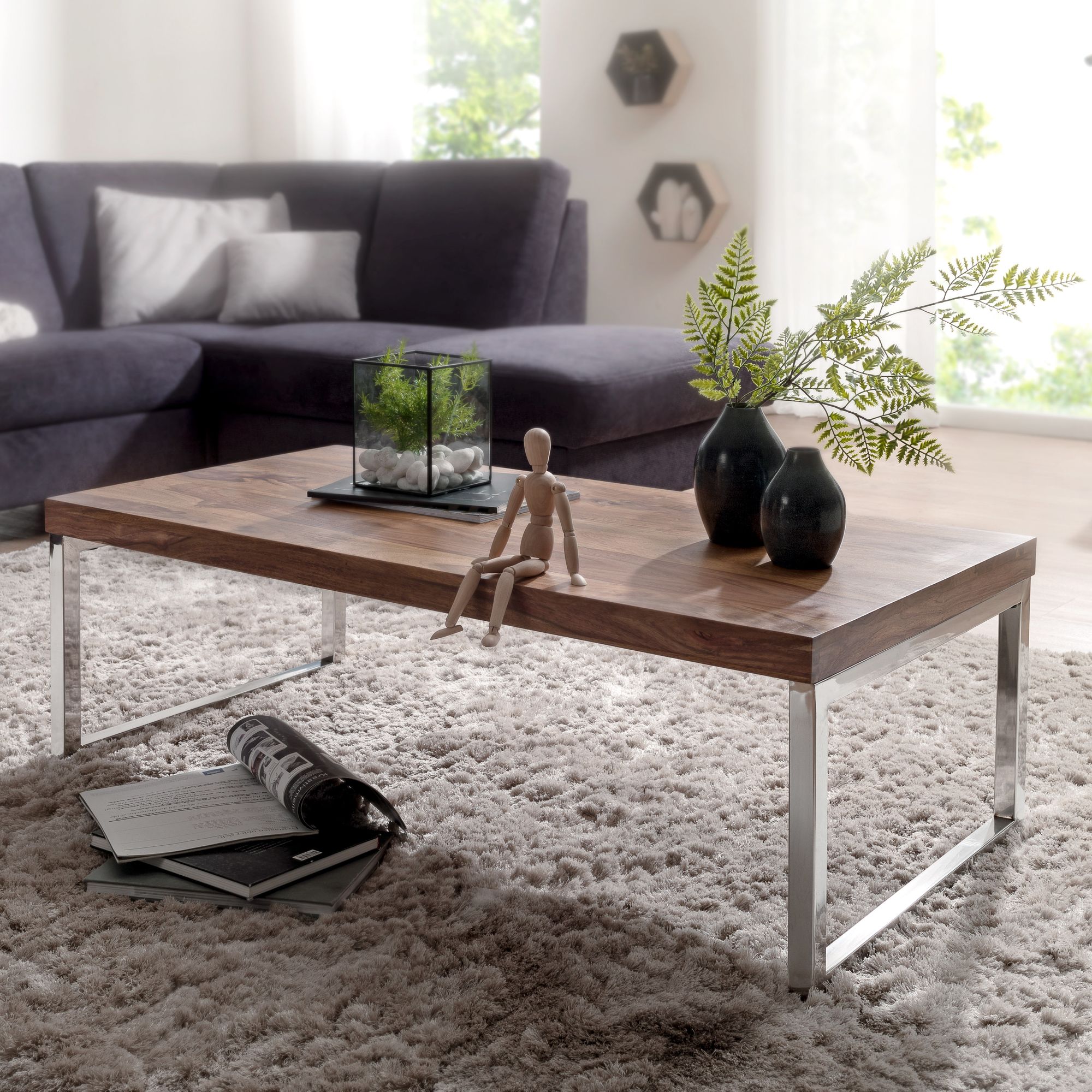 Couchtisch Alta Massivholz Dunkelbraun