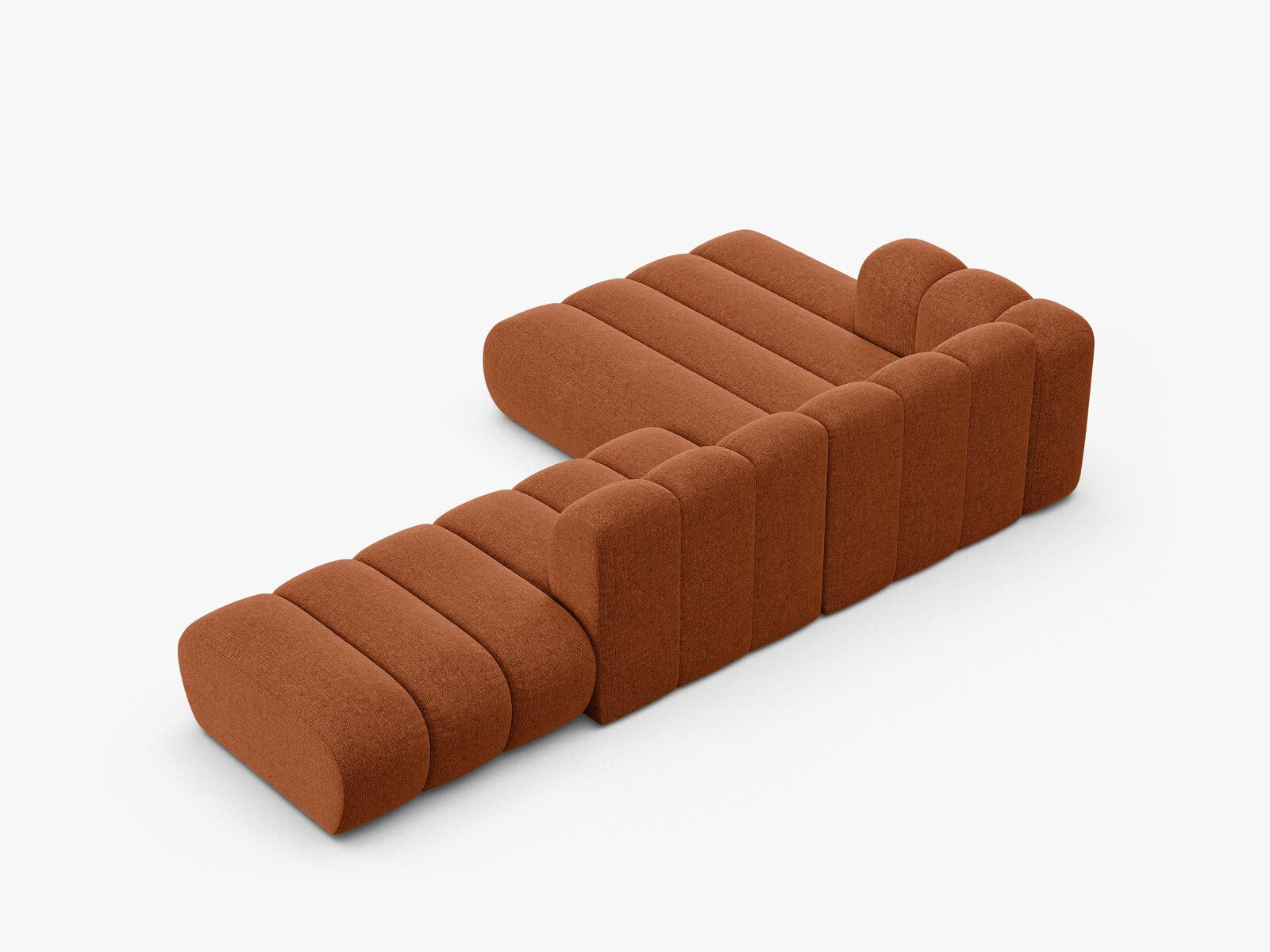 Micadoni Modulares Ecksofa offen Lupine 5-Sitzer Links Chenille Eden Ziegel
