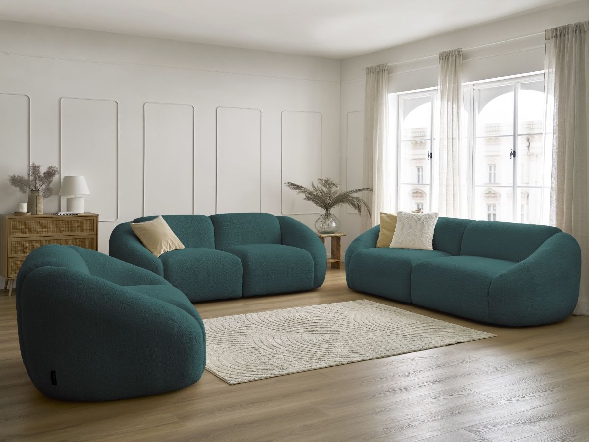 Bobochic Tina Sofa 6-Sitzer Bouclé-Stoff Hellblau