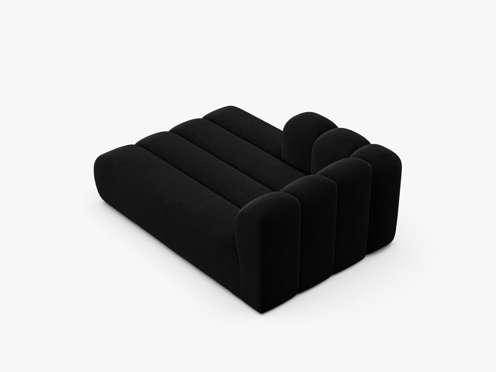 Micadoni Recamiere Lupine 2-Sitzer Links Samt Salvador Schwarz
