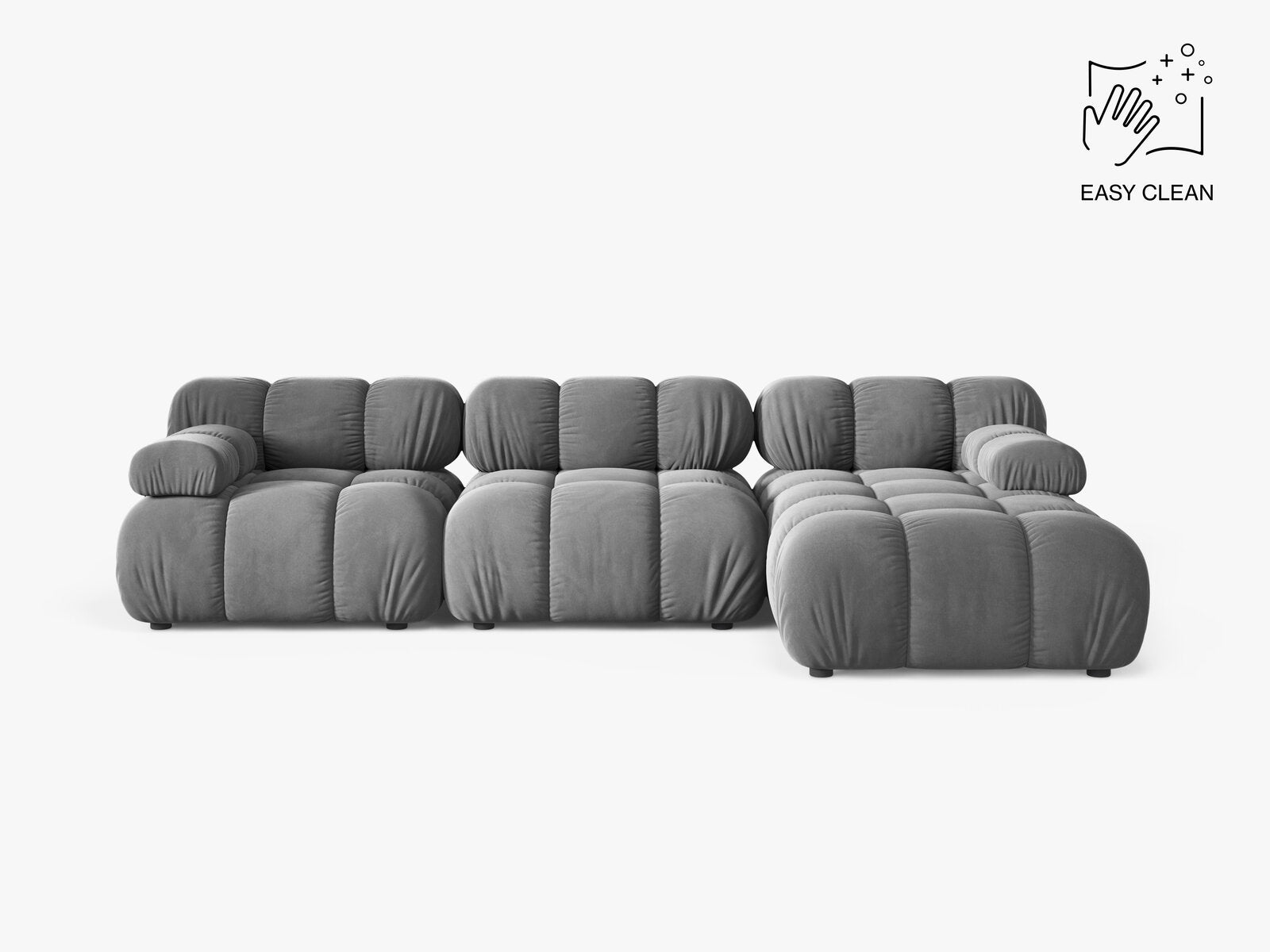 Micadoni Modulares Ecksofa Bellis 4-Sitzer Samt Venus Hellgrau Rechts