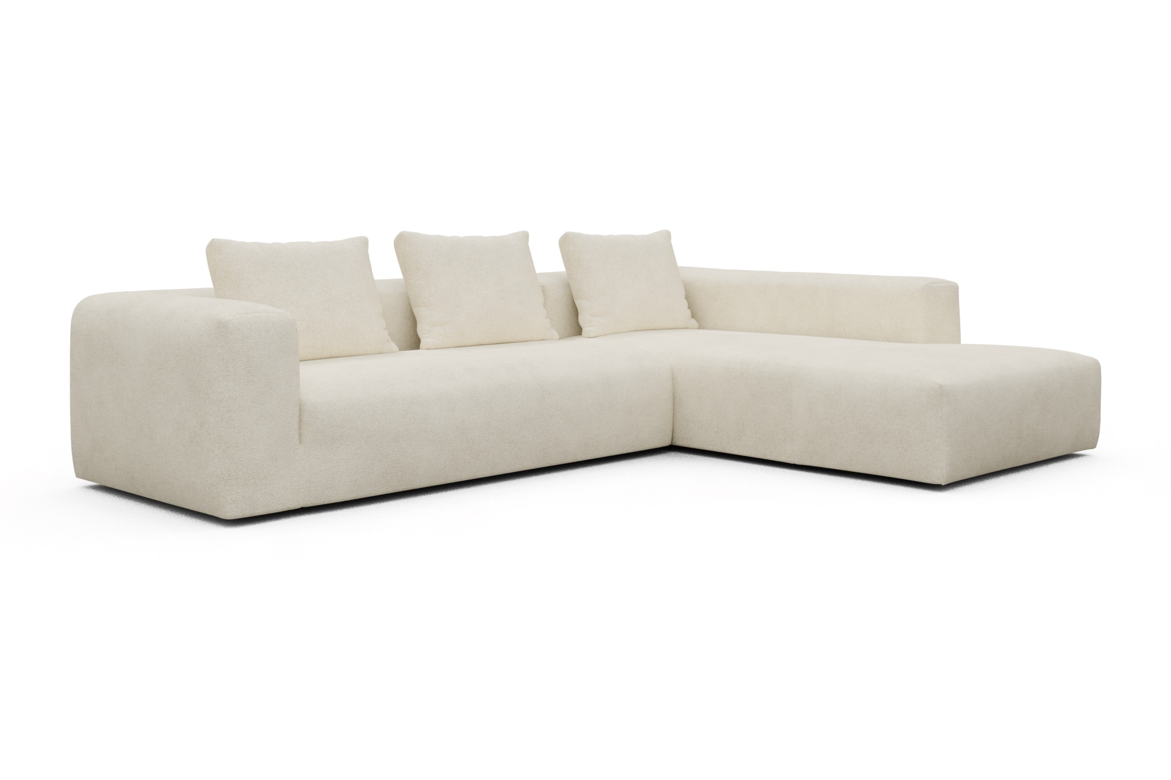 Ecksofa Fred Relax-Ecke rechts mit 2,5-Sitzer Boucle-Off-White