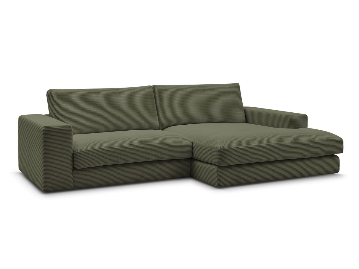 Bobochic Leonard Ecksofa 274 × 159 cm Cordsamt Hellgrün Ecke rechts