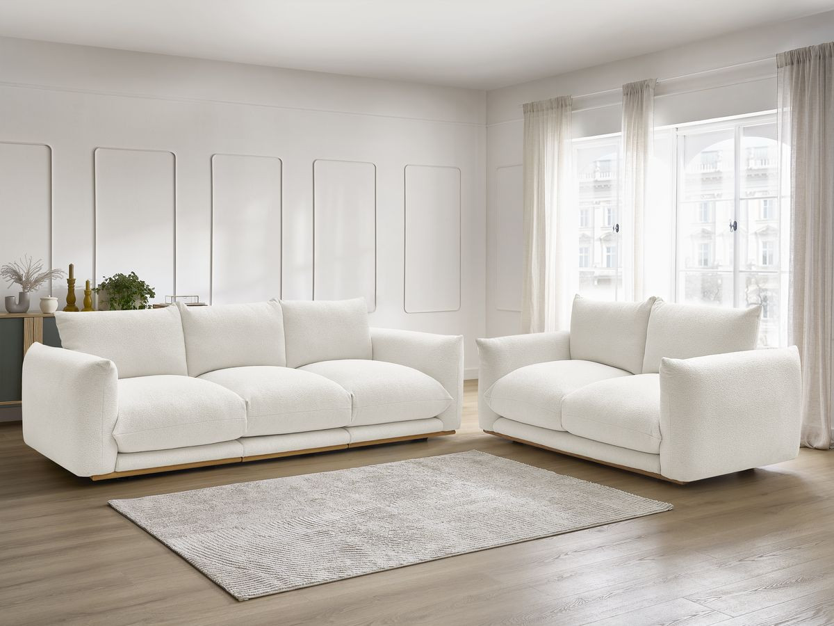 Bobochic Ernest Sofa 5-Sitzer Bouclé-Stoff Weiß