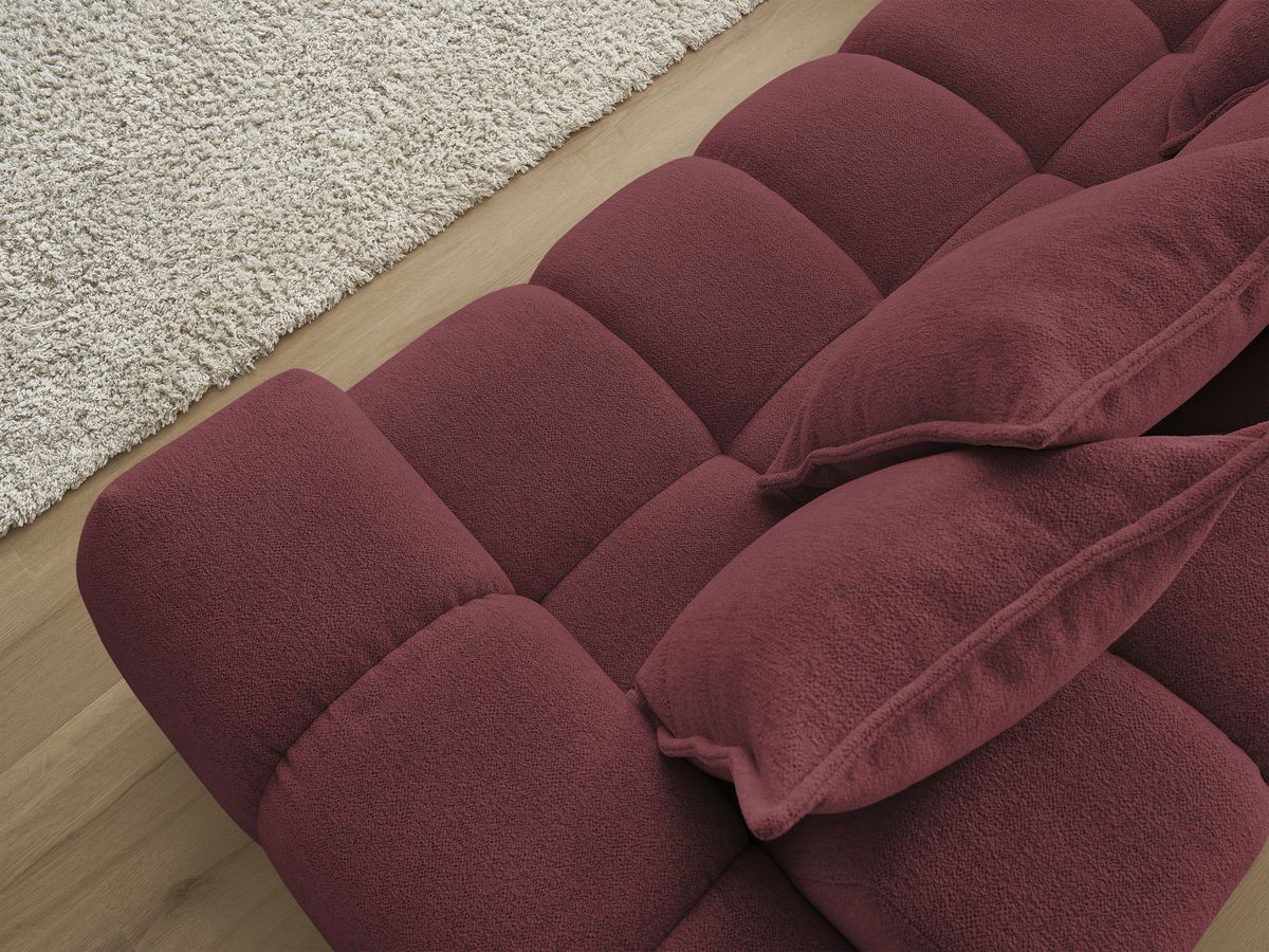 Bobochic Everest Ecksofa, 10 Kissen Melange-Stoff Rot Ecke links
