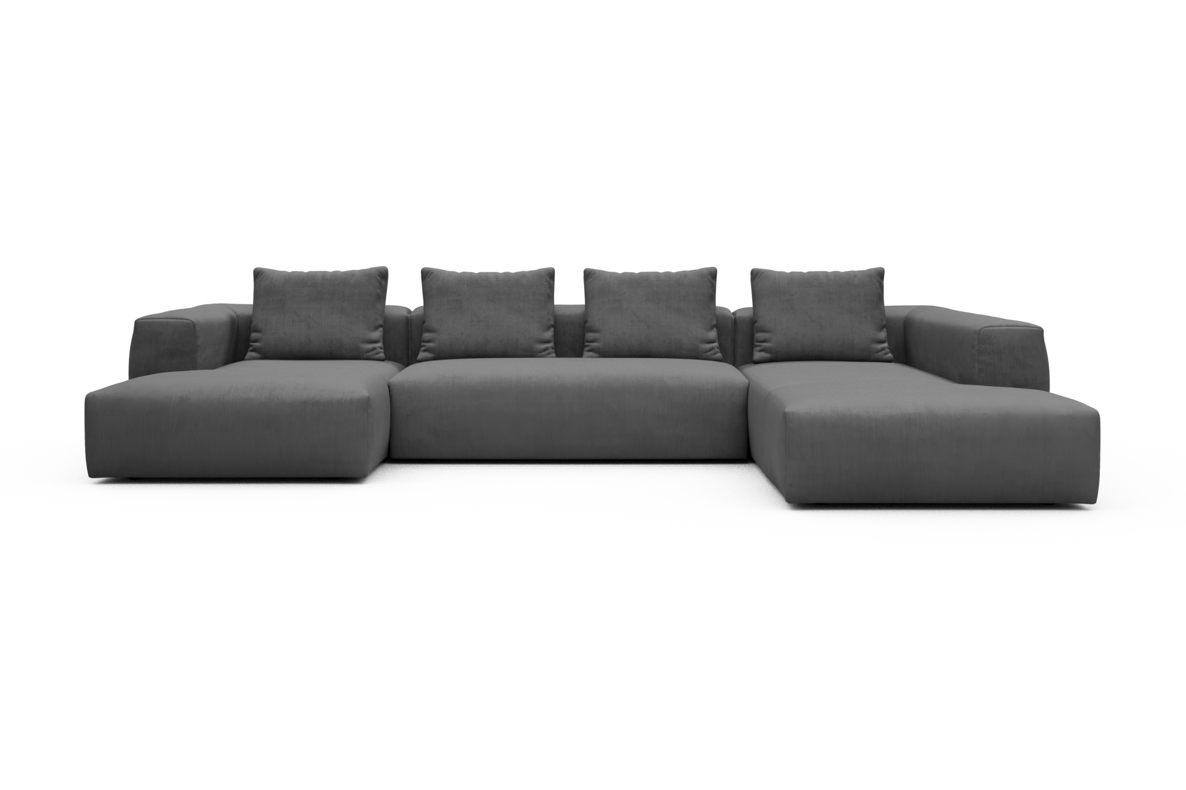 Skandi Home Wohnlandschaft Fred Relax-Ecke rechts mit 2-Sitzer und Chaiselongue links Cordufine-Grey moebelfaktor