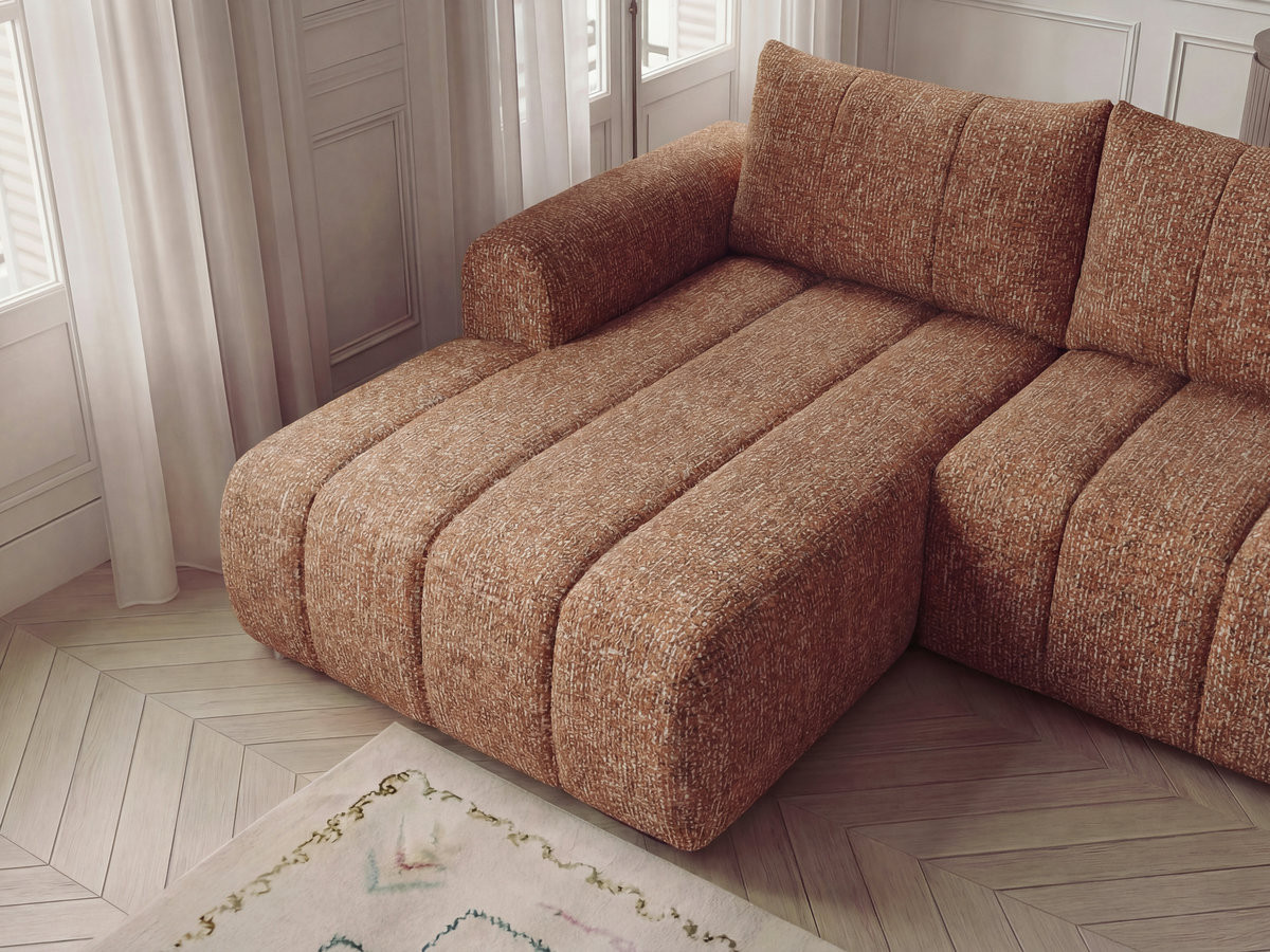 Bobochic Nesty Ecksofa 272 cm Melange-Stoff Orange Ecke links