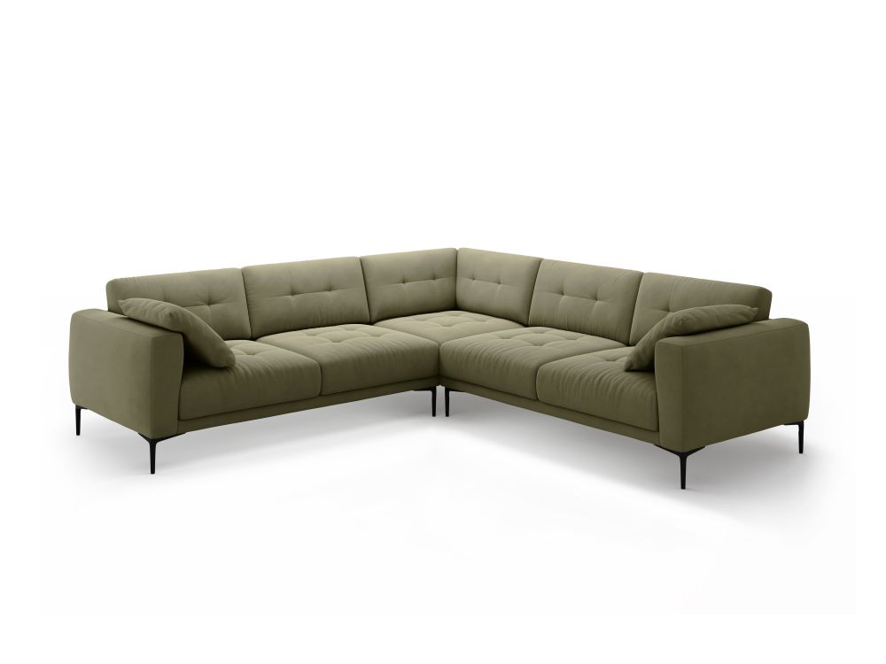 Cosmopolitan Design Symmetrisches Ecksofa Lazio 5-Sitzer Samt Salvador Grün