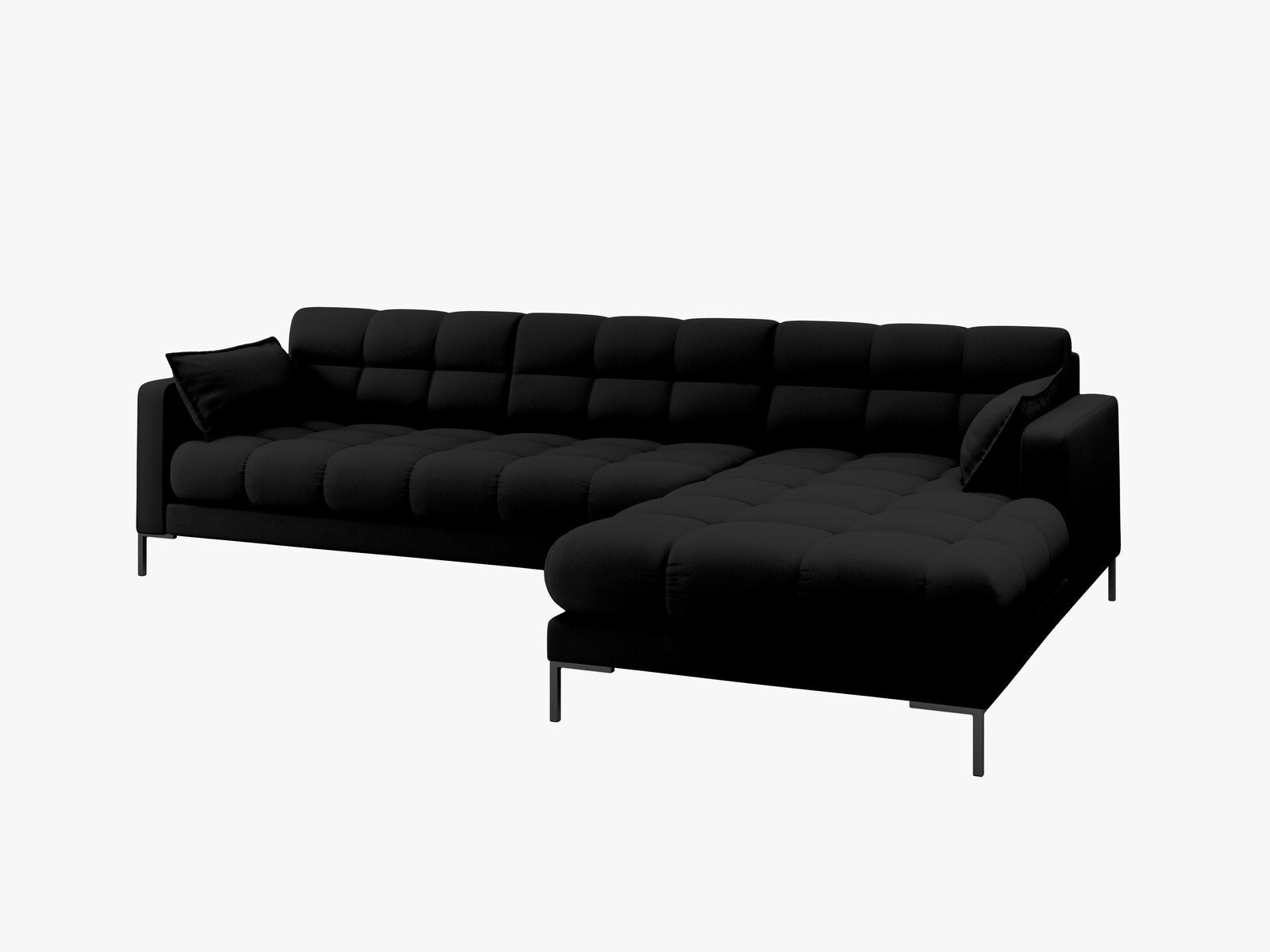 Micadoni Ecksofa Mamaia 5-Sitzer Rechts Strukturierter Stoff Neve Schwarz schwarze Beine