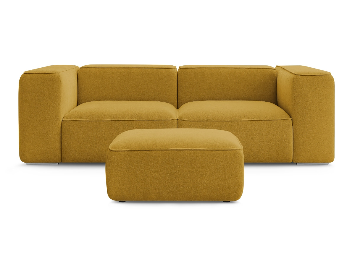 Bobochic Zephyr Sofa 3-Sitzer mit Pouf Strukturstoff Gelb
