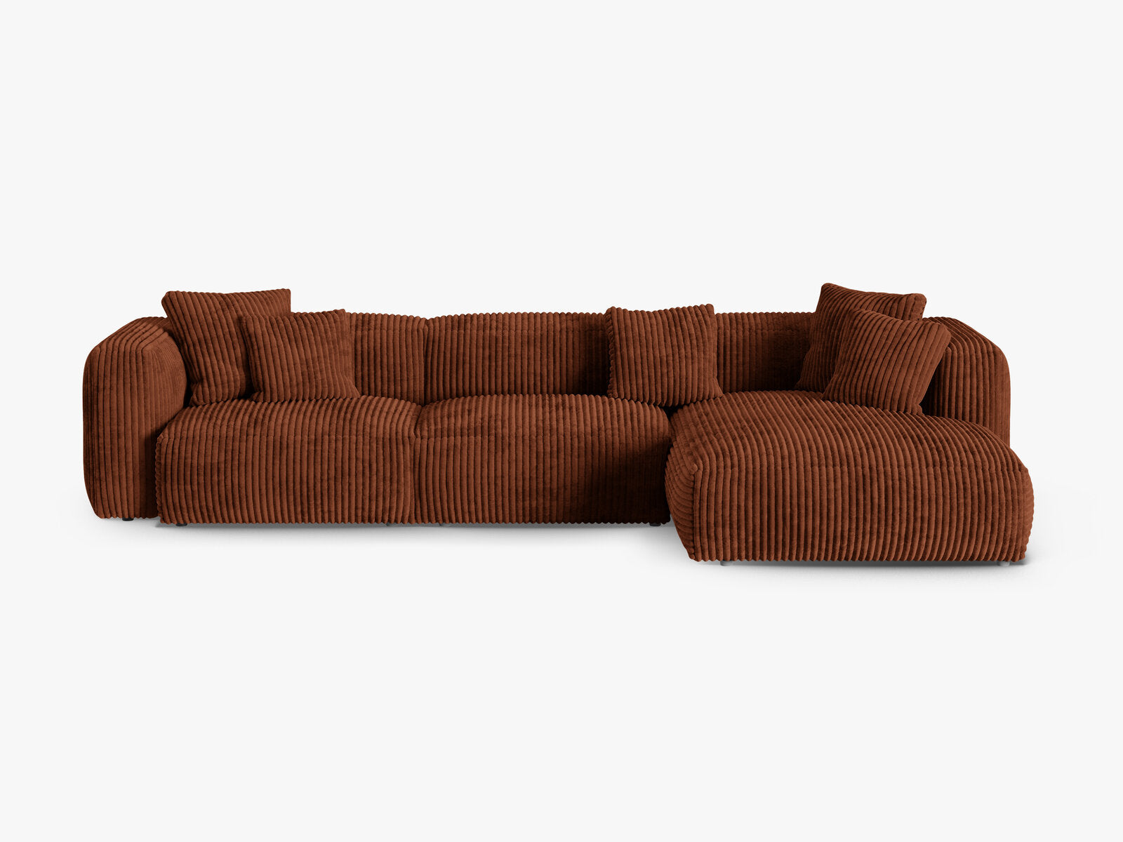 Micadoni Ecksofa Martina 3-Sitzer 90cm Sitztiefe Rechts Kord Tilia Ziegel